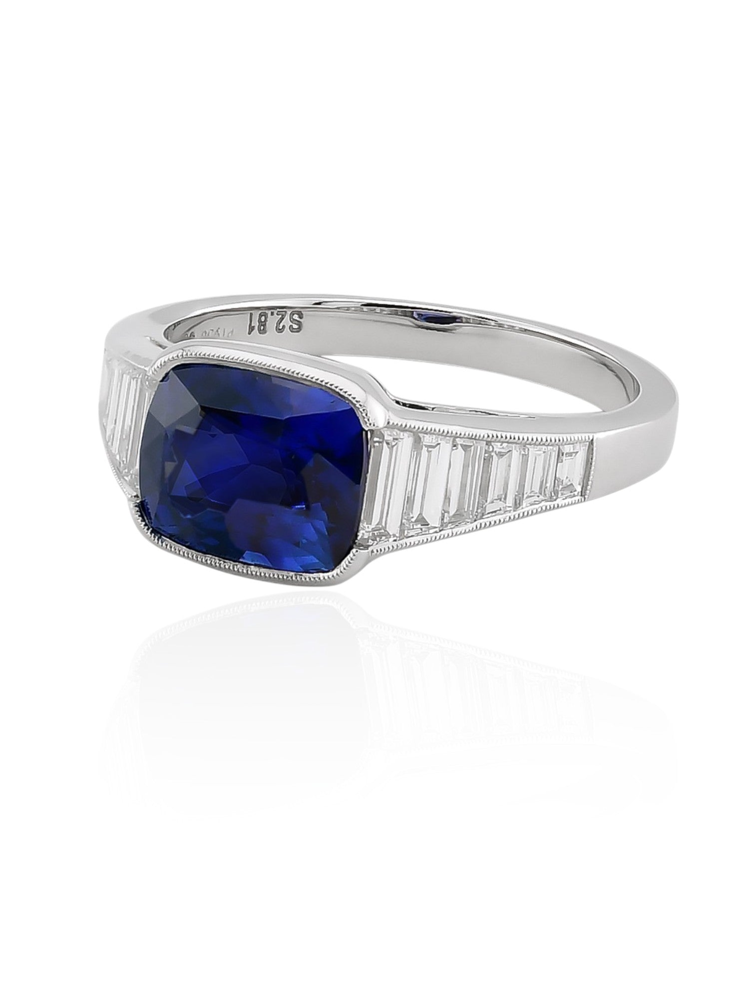 Sophia D Cushion Sapphire and Diamond Ring in Platinum