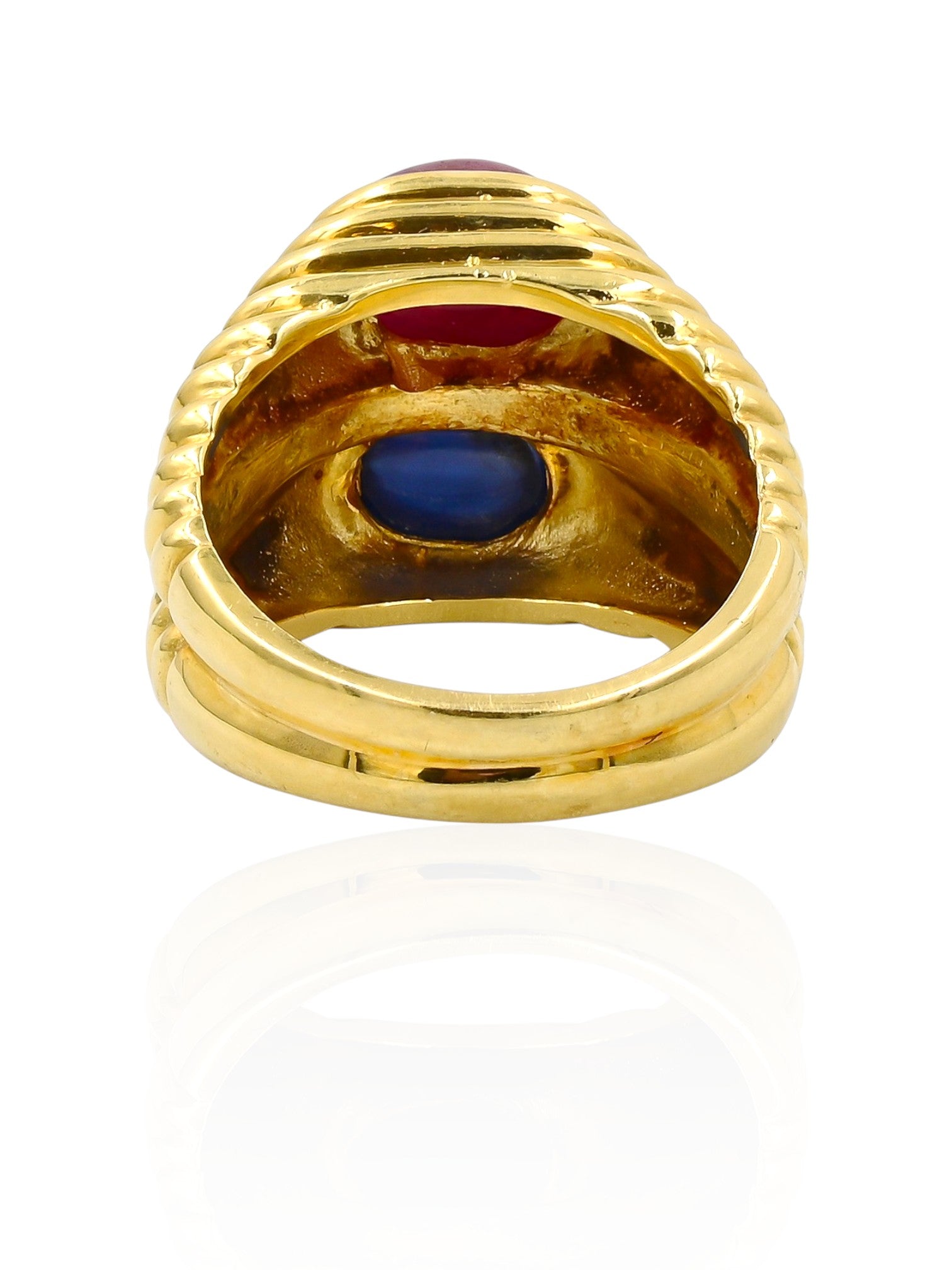 Sophia D Vintage Ruby & Sapphire Cabochon Ring in 18K Yellow Gold