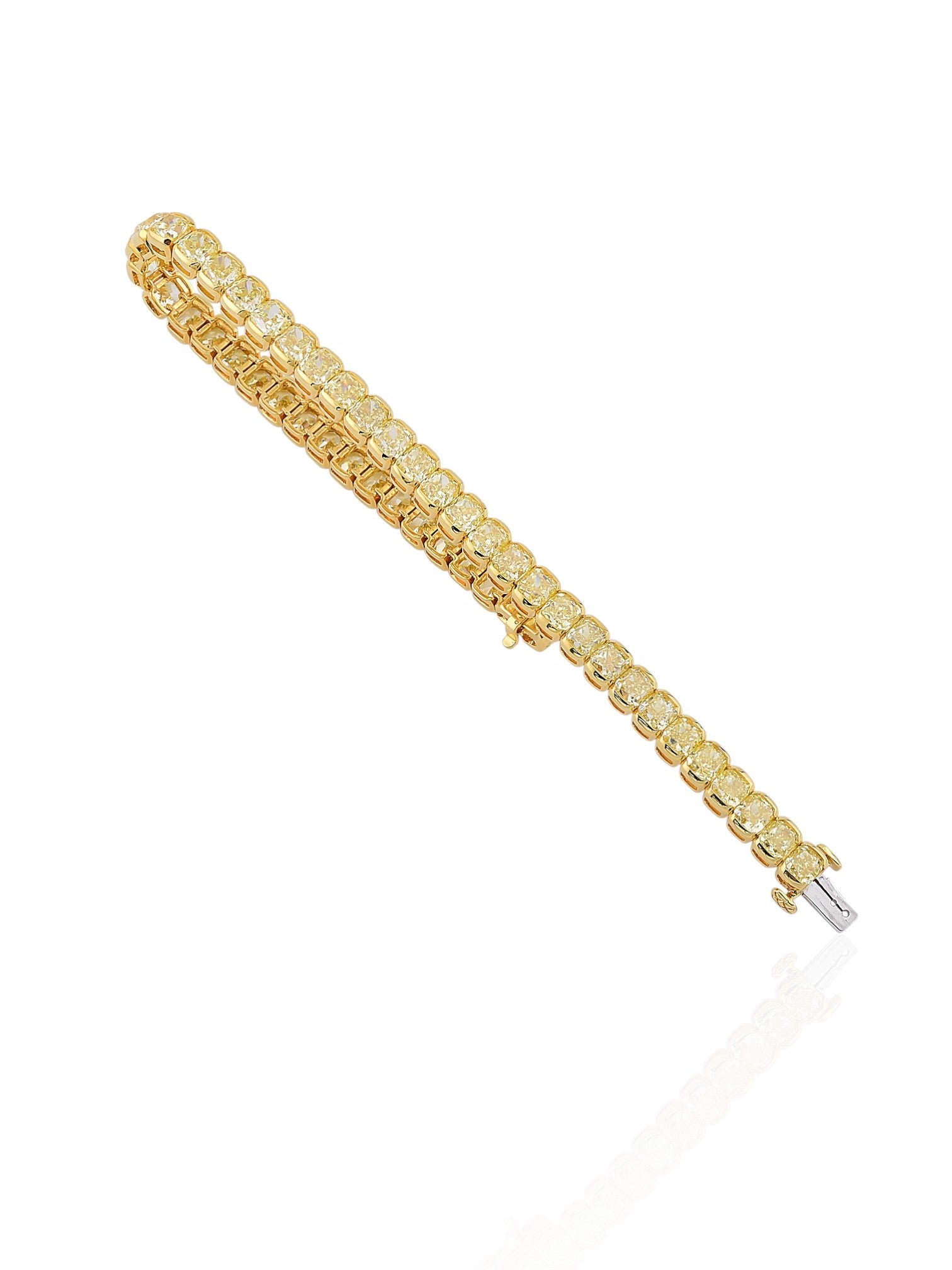 Sophia D Cushion-Cut Yellow Diamond Tennis Bracelet in 18K Yellow Gold
