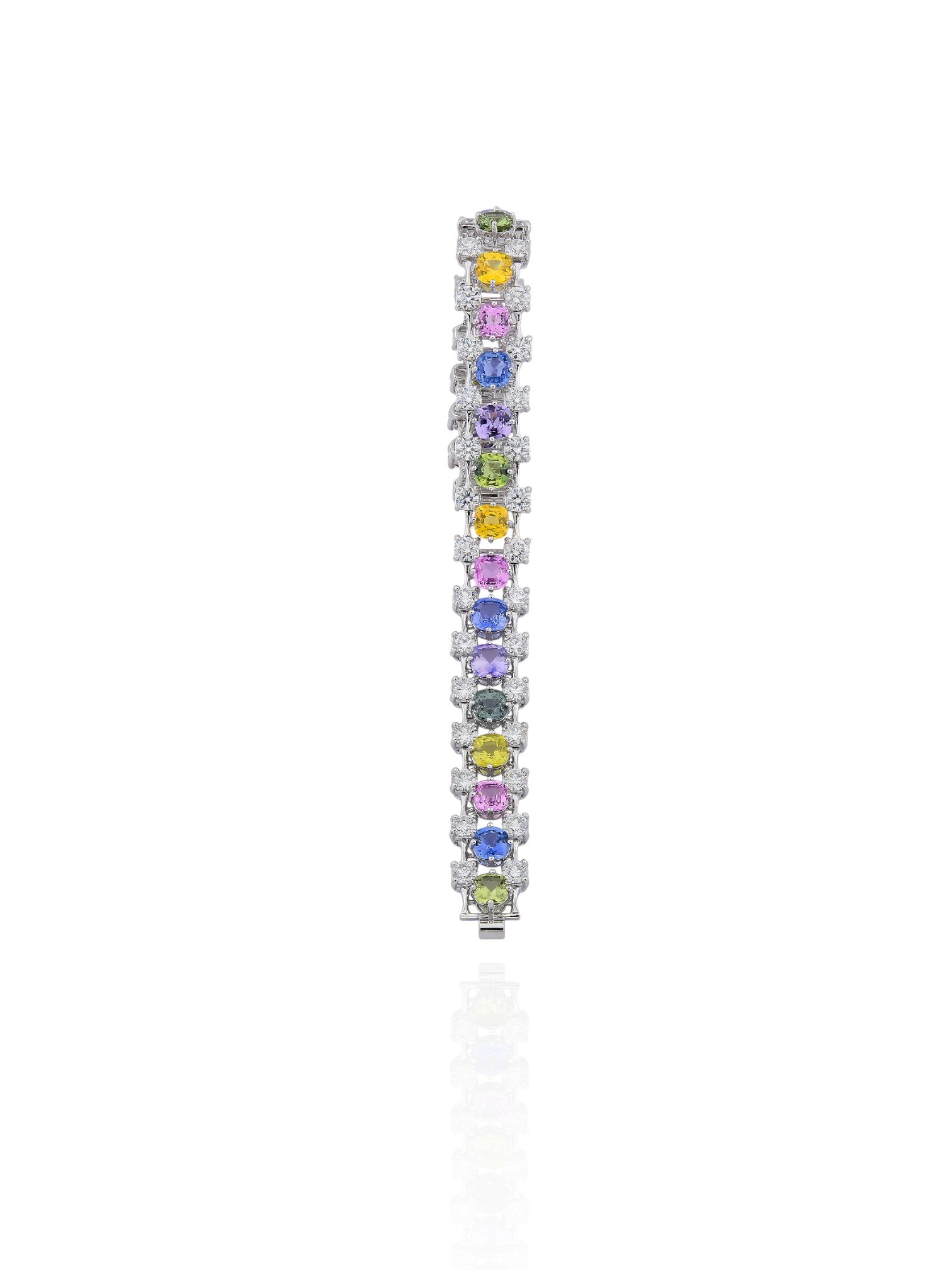 Sophia D Multicolor Sapphire and Diamond Bracelet in Platinum