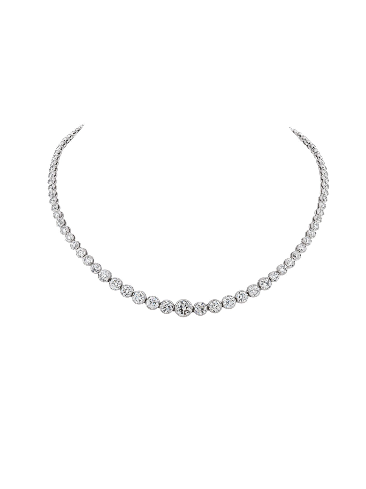 Sophia D Classic Diamond Bezel Set Tennis Necklace in Platinum