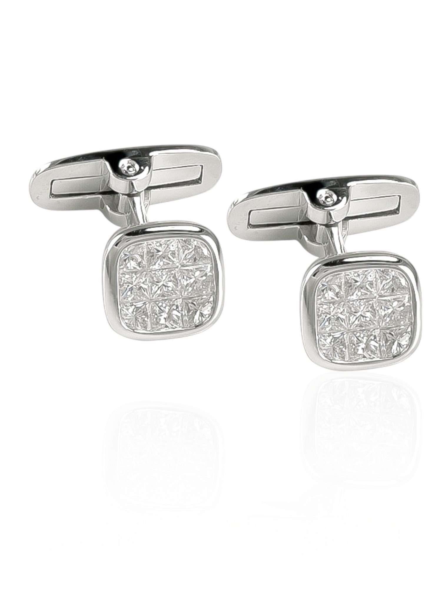 Sophia D Princess-Cut Diamond Cufflinks in Platinum