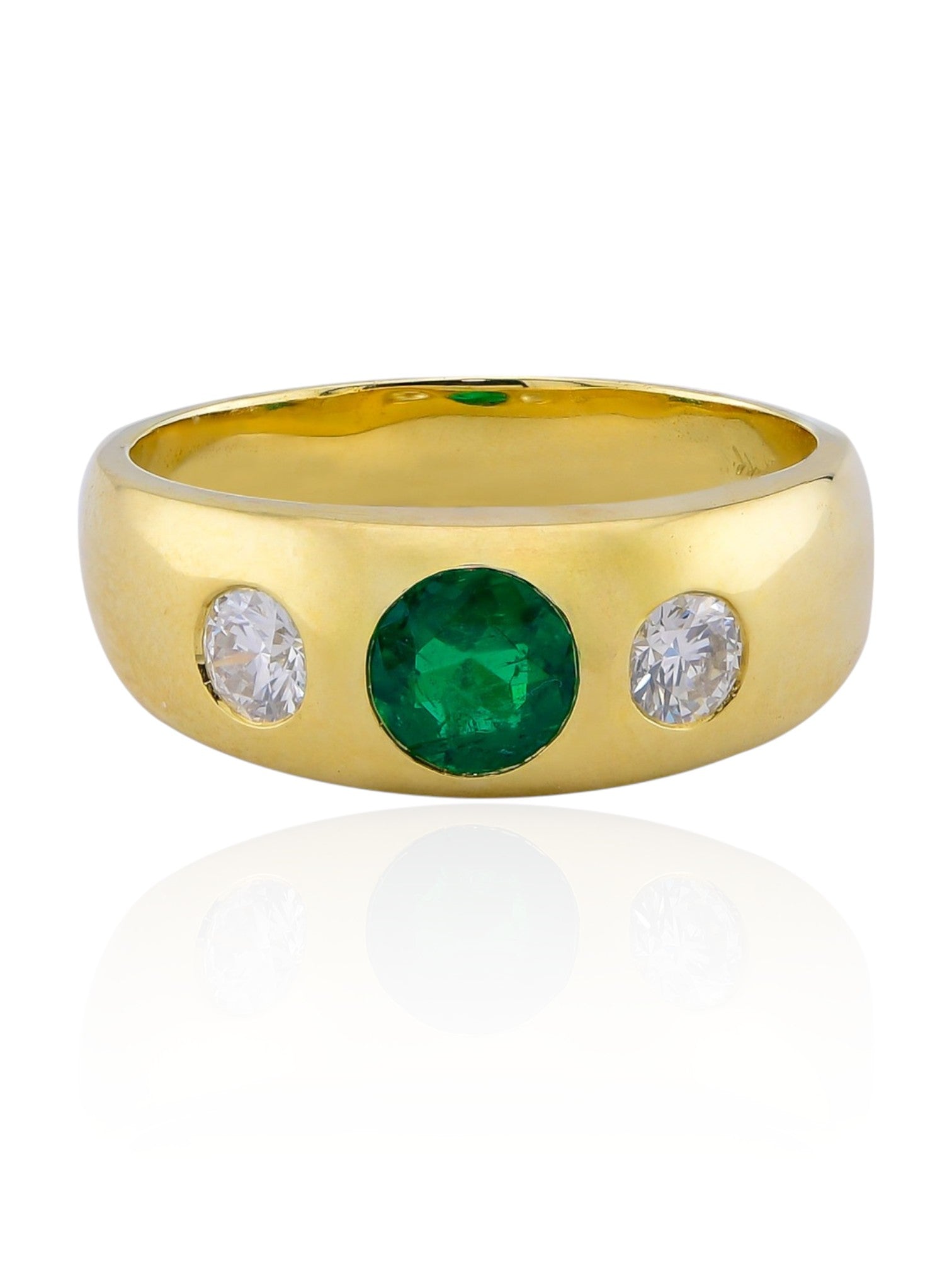 Sophia D Round Emerald and Diamond Ring in 18K Yellow Gold
