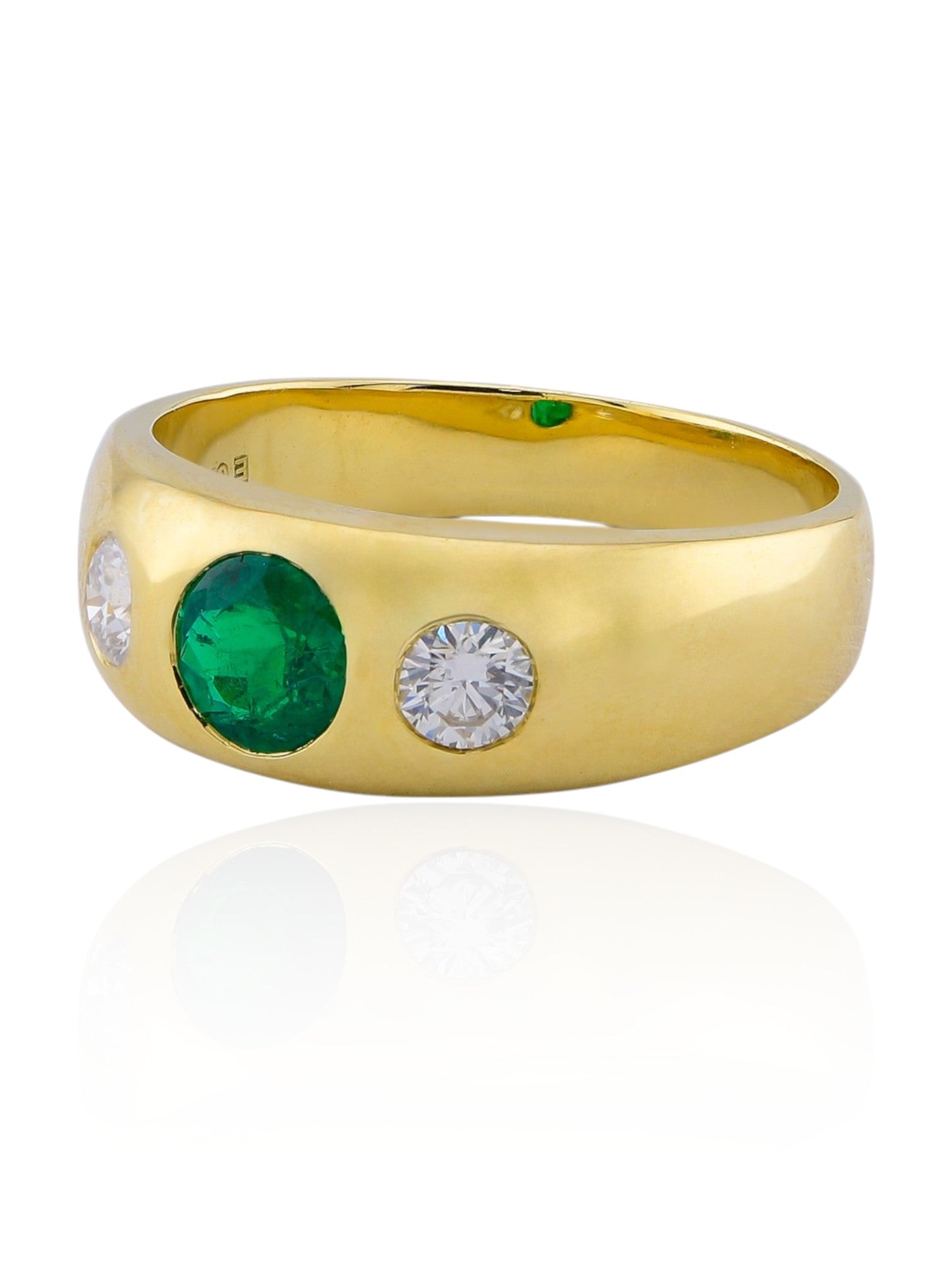 Sophia D Round Emerald and Diamond Ring in 18K Yellow Gold