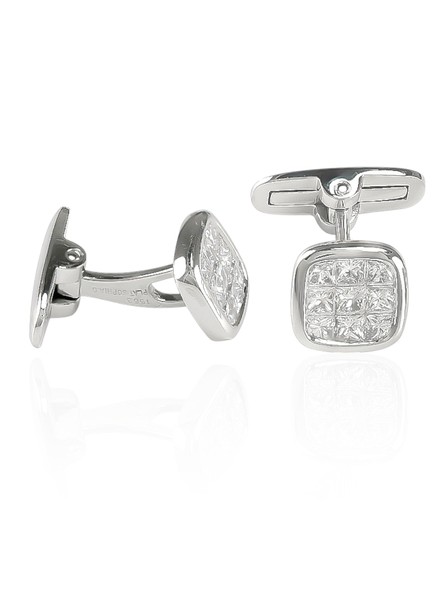Sophia D Princess-Cut Diamond Cufflinks in Platinum