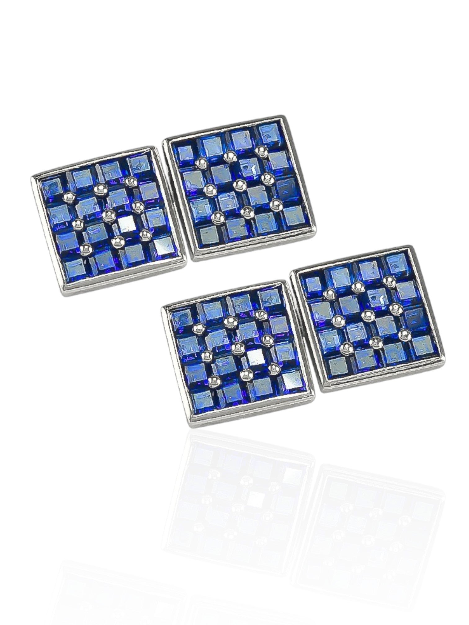 Sophia D Mosaic Square Sapphire Cufflinks in Platinum