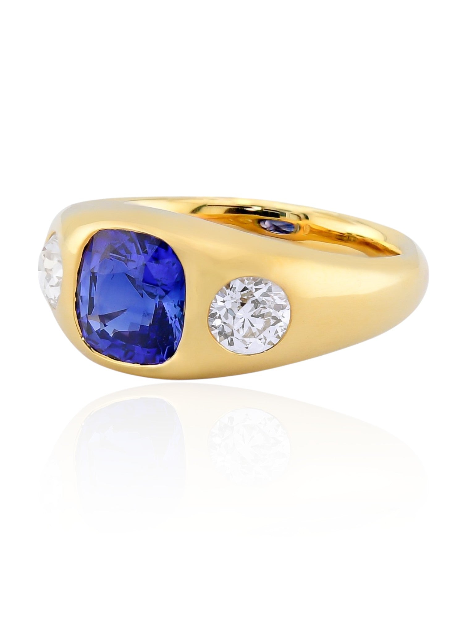 Sophia D Cushion Sapphire and Diamond Ring in 18K Yellow Gold