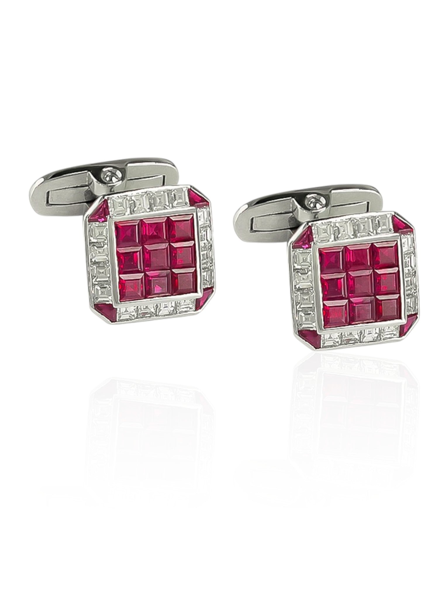 Sophia D Mosaic Ruby and Diamond Cufflinks in Platinum