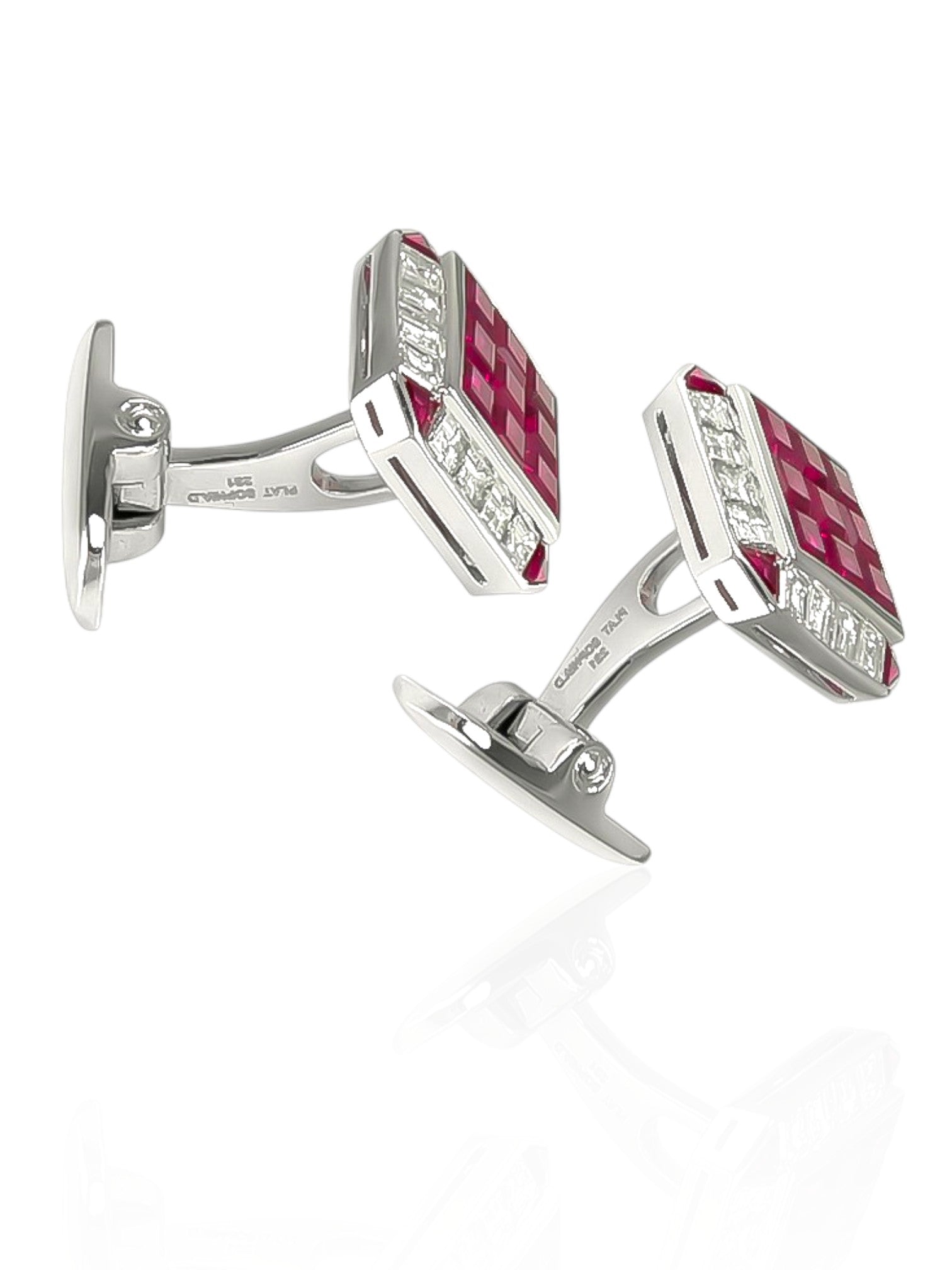 Sophia D Mosaic Ruby and Diamond Cufflinks in Platinum