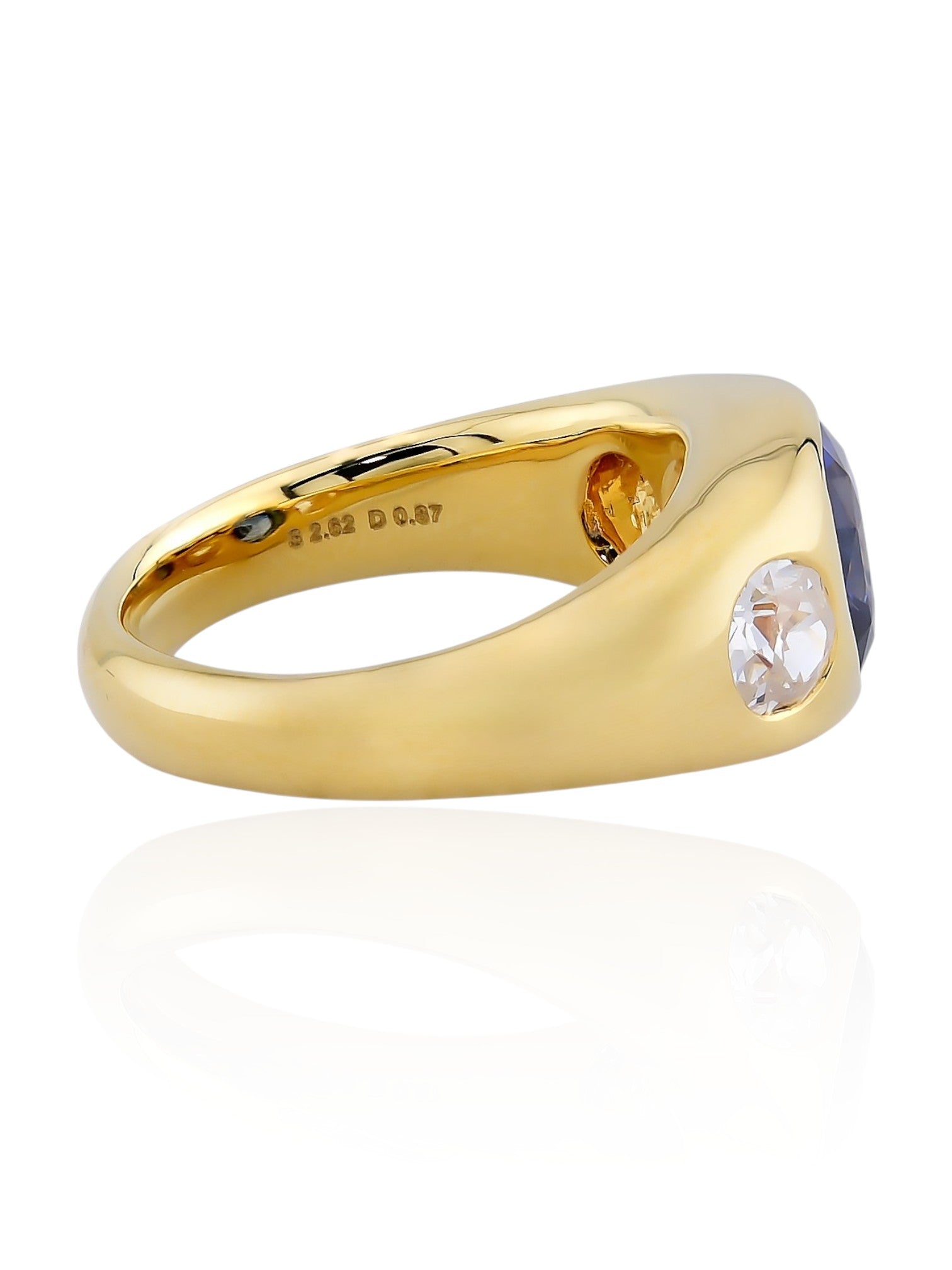 Sophia D Cushion Sapphire and Diamond Ring in 18K Yellow Gold