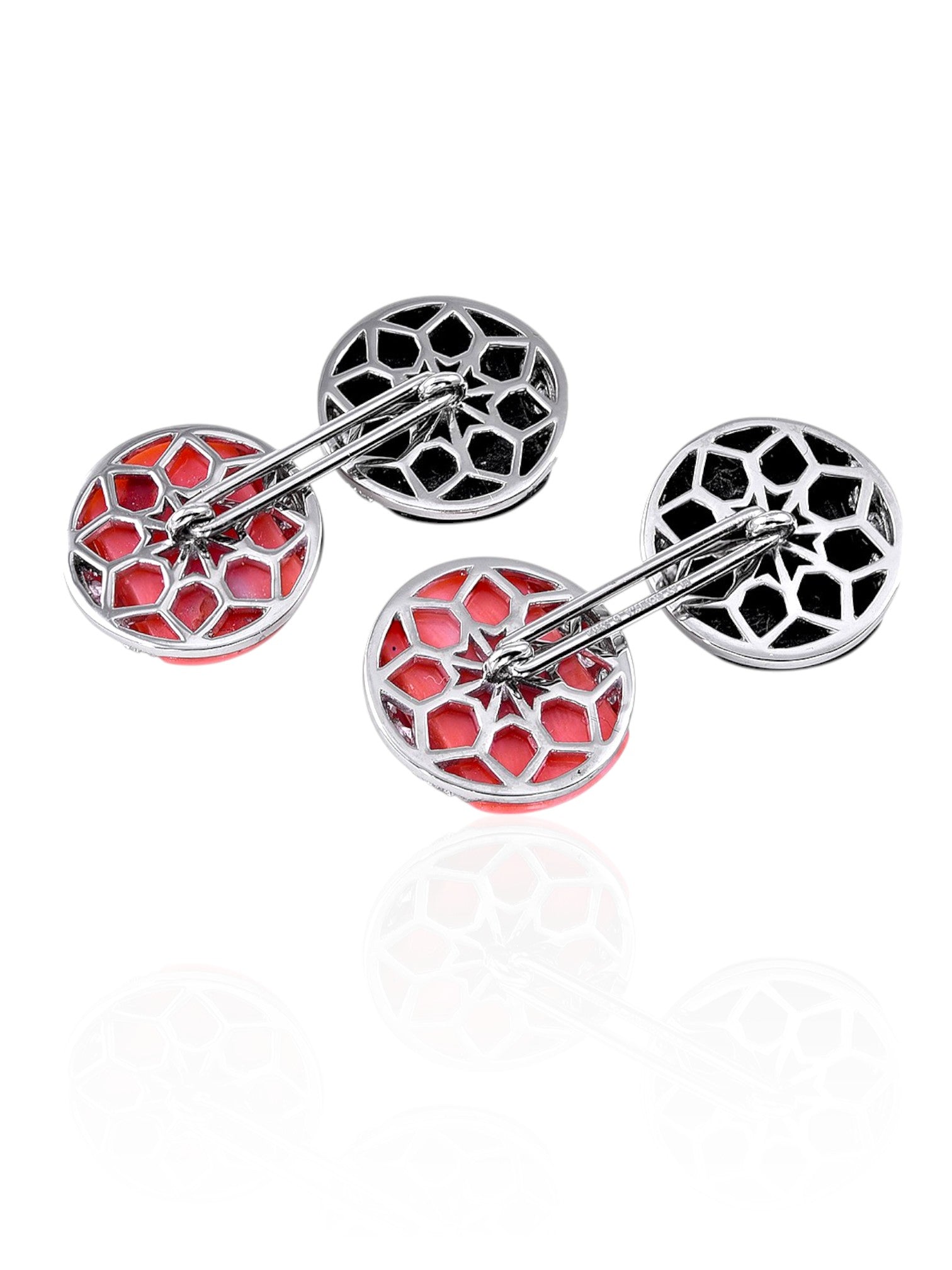Sophia D Coral, Onyx, and Diamond Cufflinks in Platinum
