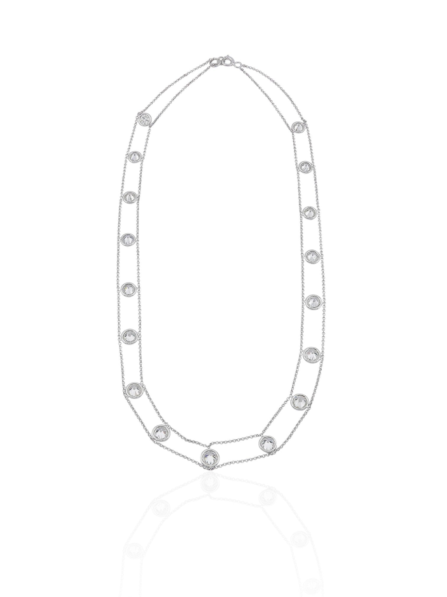 Sophia D Double Row Round Diamond Necklace in Platinum
