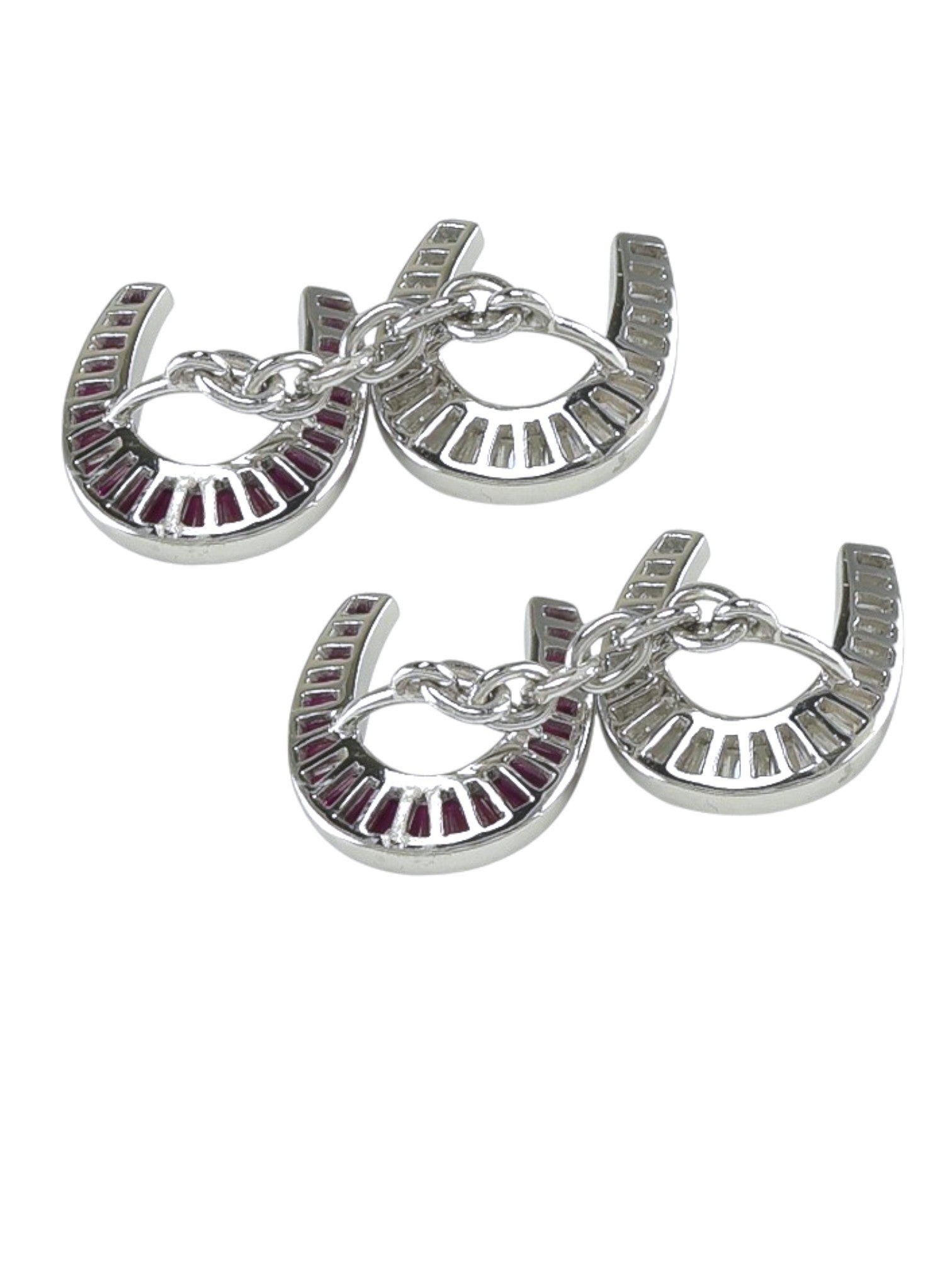 Sophia D Ruby and Diamond Horseshoe Cufflinks in Platinum