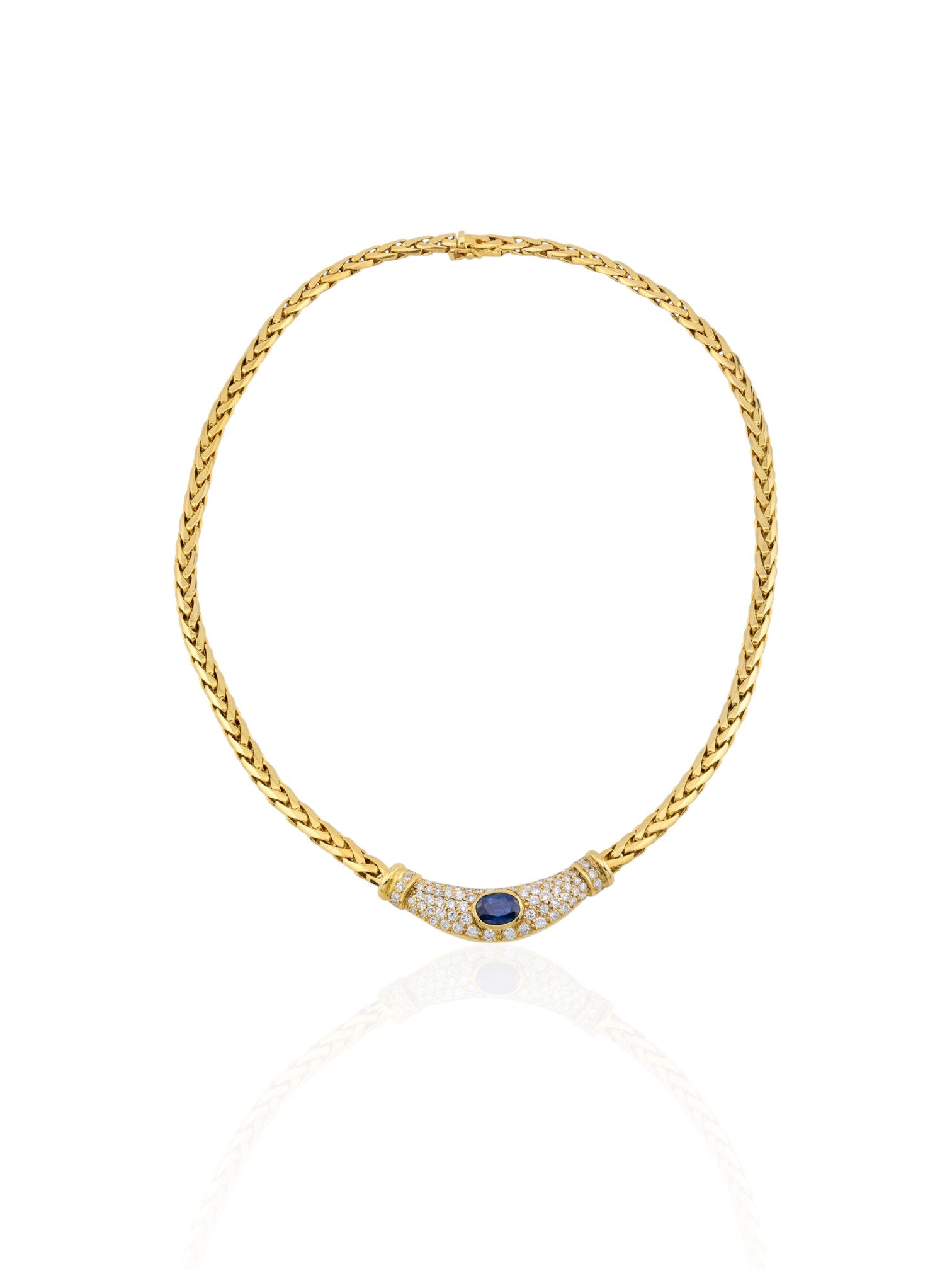 Sophia D Sapphire and Diamond Pendant Necklace in 18K Yellow Gold
