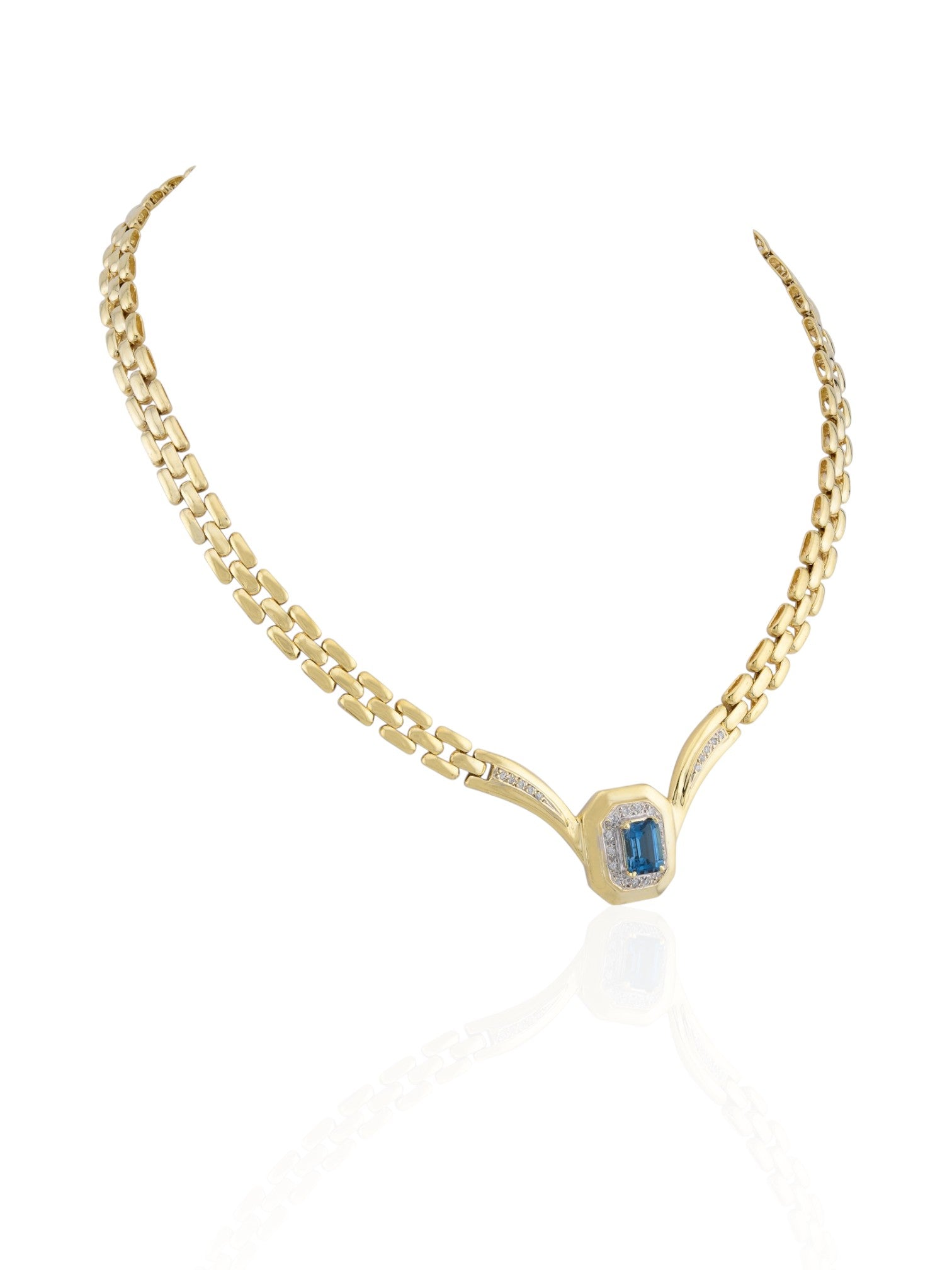 Sophia D Vintage Topaz and Diamond Necklace in 18K Yellow Gold