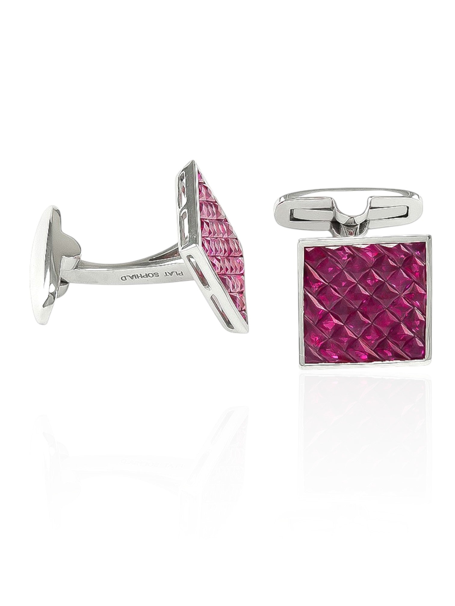 Sophia D Invisible-Set Ruby Cufflinks in Platinum