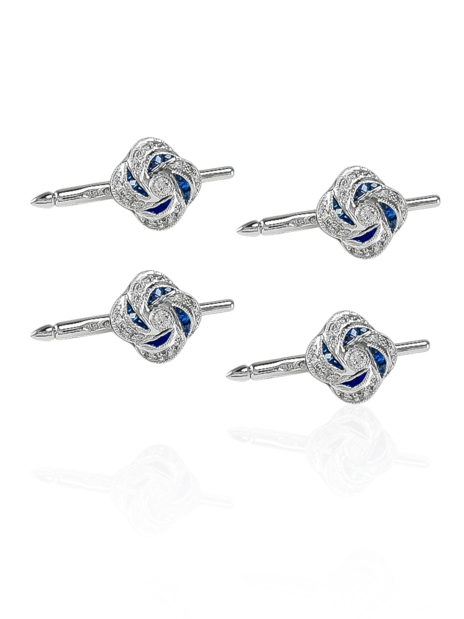 Sophia D Knot Design Sapphire and Diamond Studs in Platinum