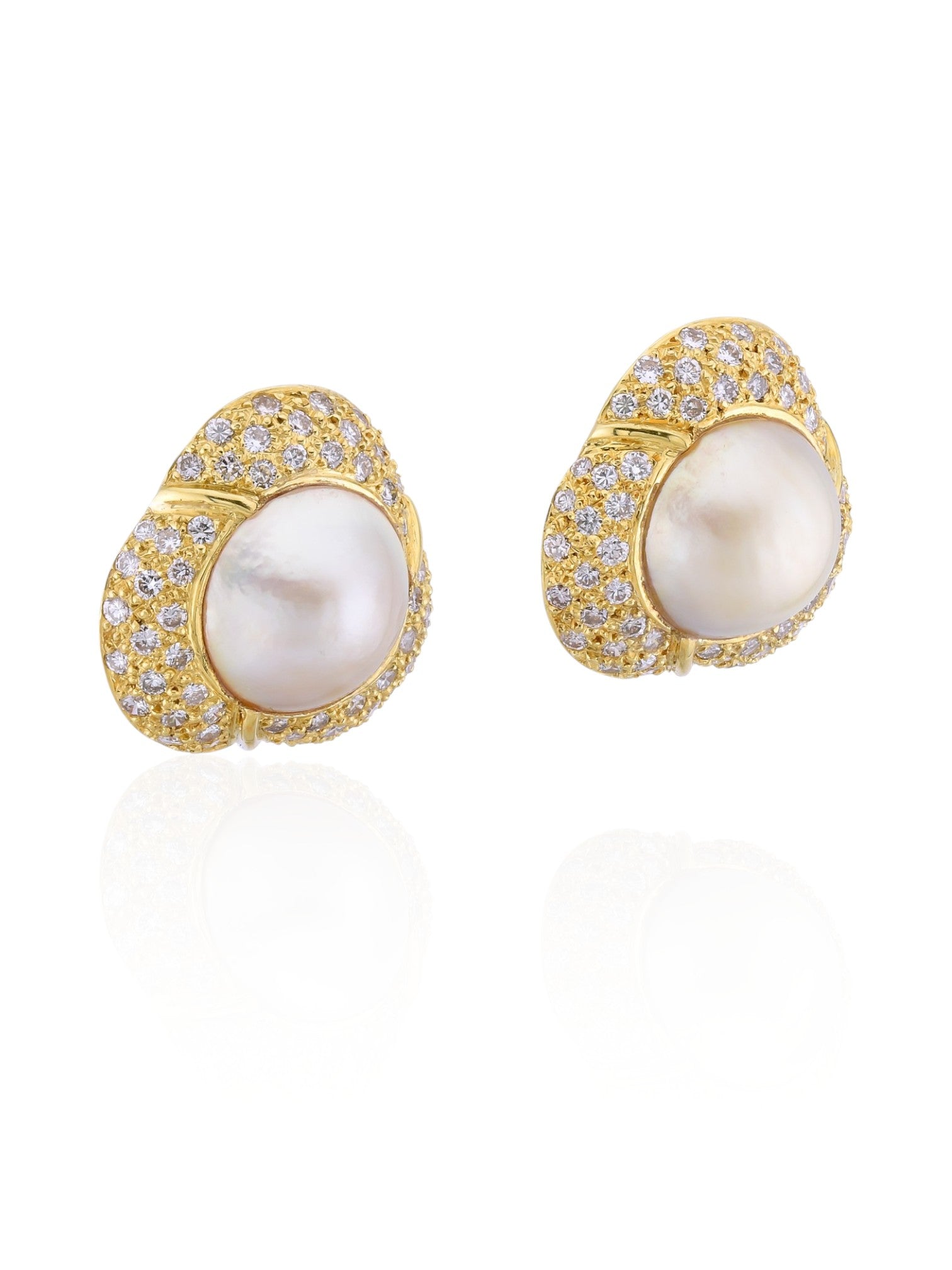 Sophia D Vintage Pearl and Diamond Earrings in 18K Yellow Gold