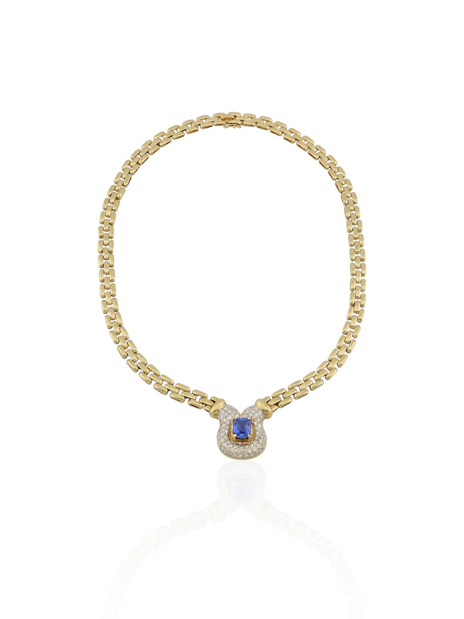 Sophia D Sapphire and Diamond Pendant Necklace in 18K Yellow Gold