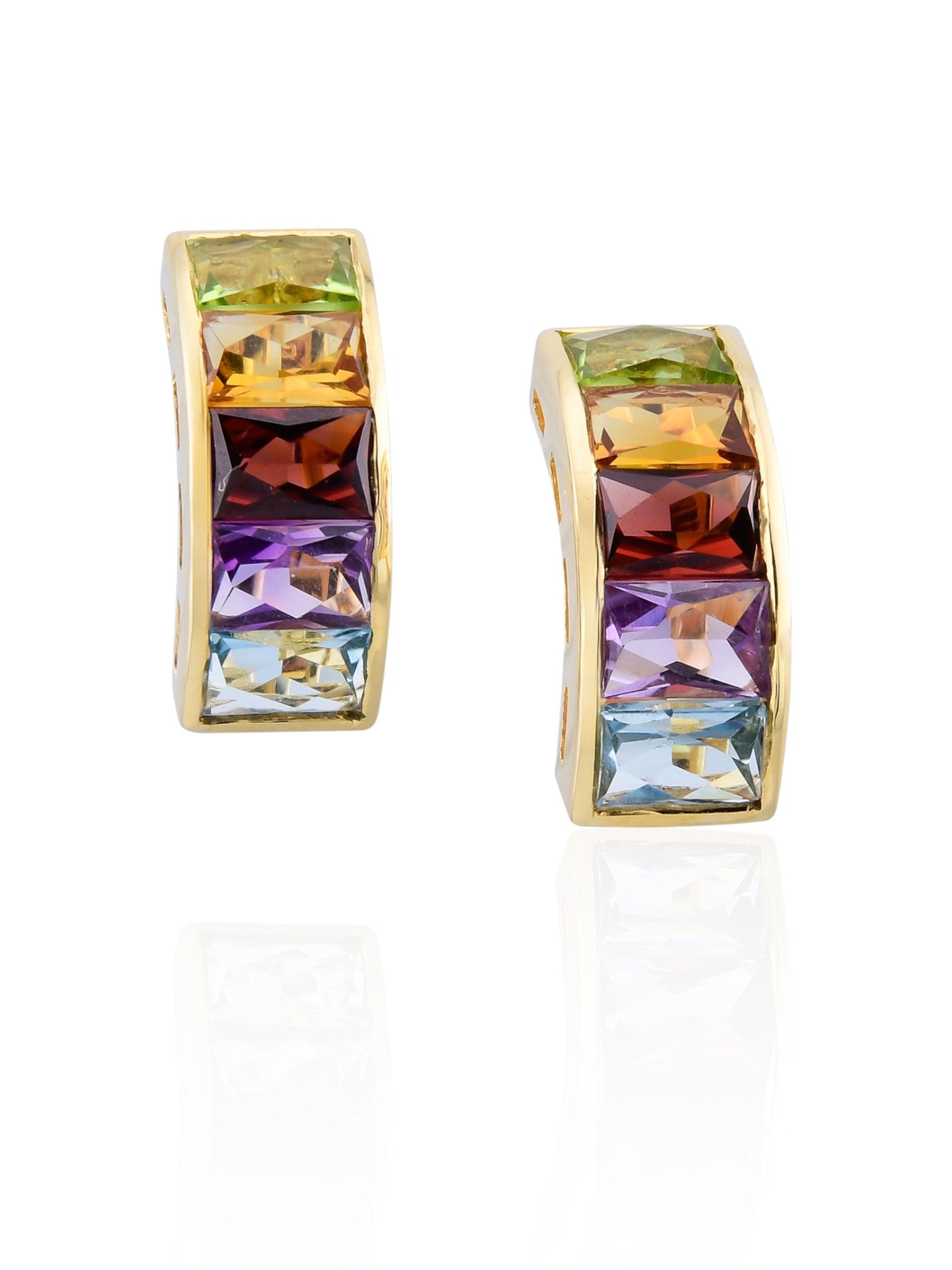 Sophia D Multi-Color Sapphire Huggies in 14K Yellow Gold