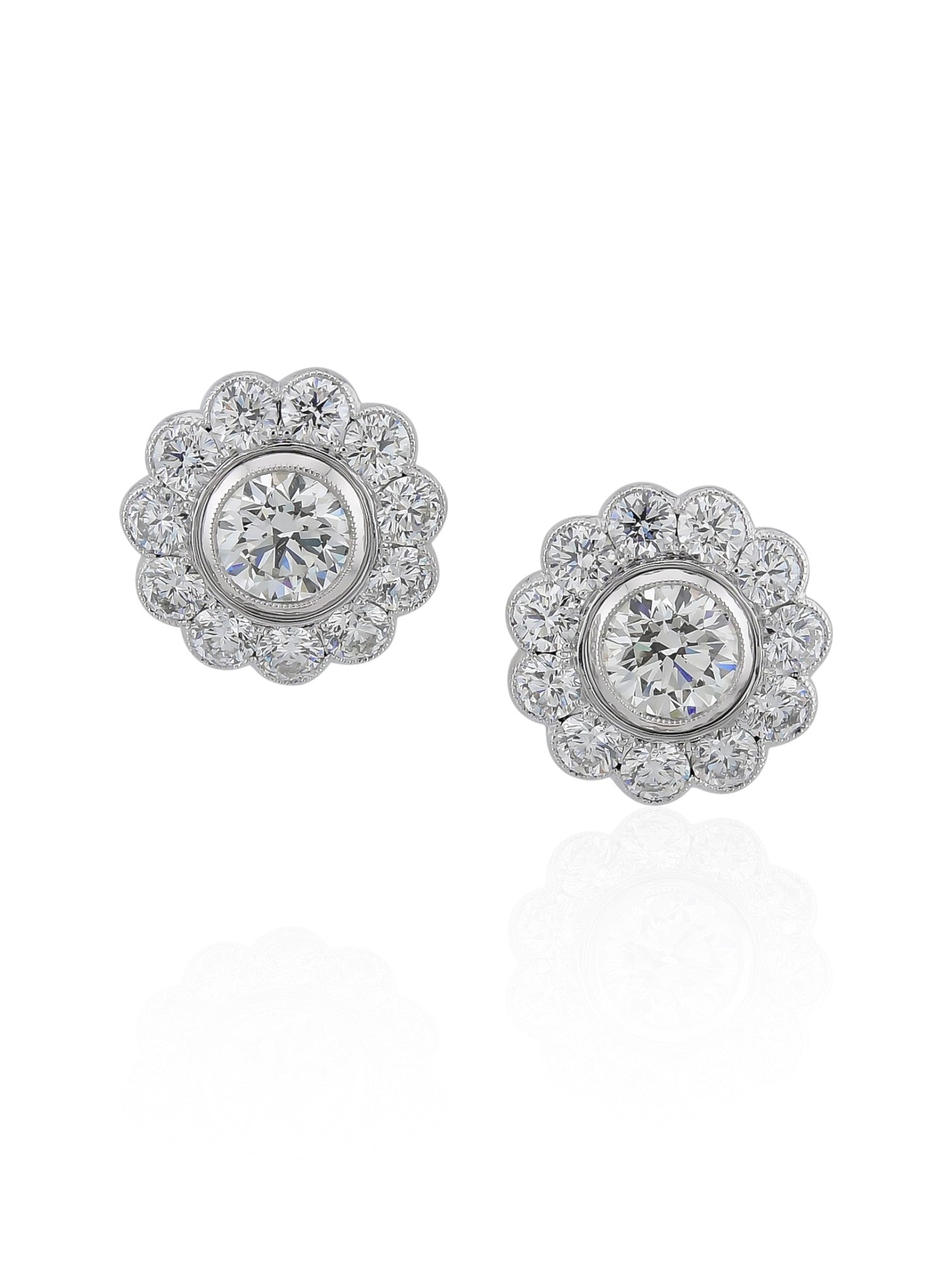 Sophia D Art Deco Diamond Cluster Earrings in Platinum