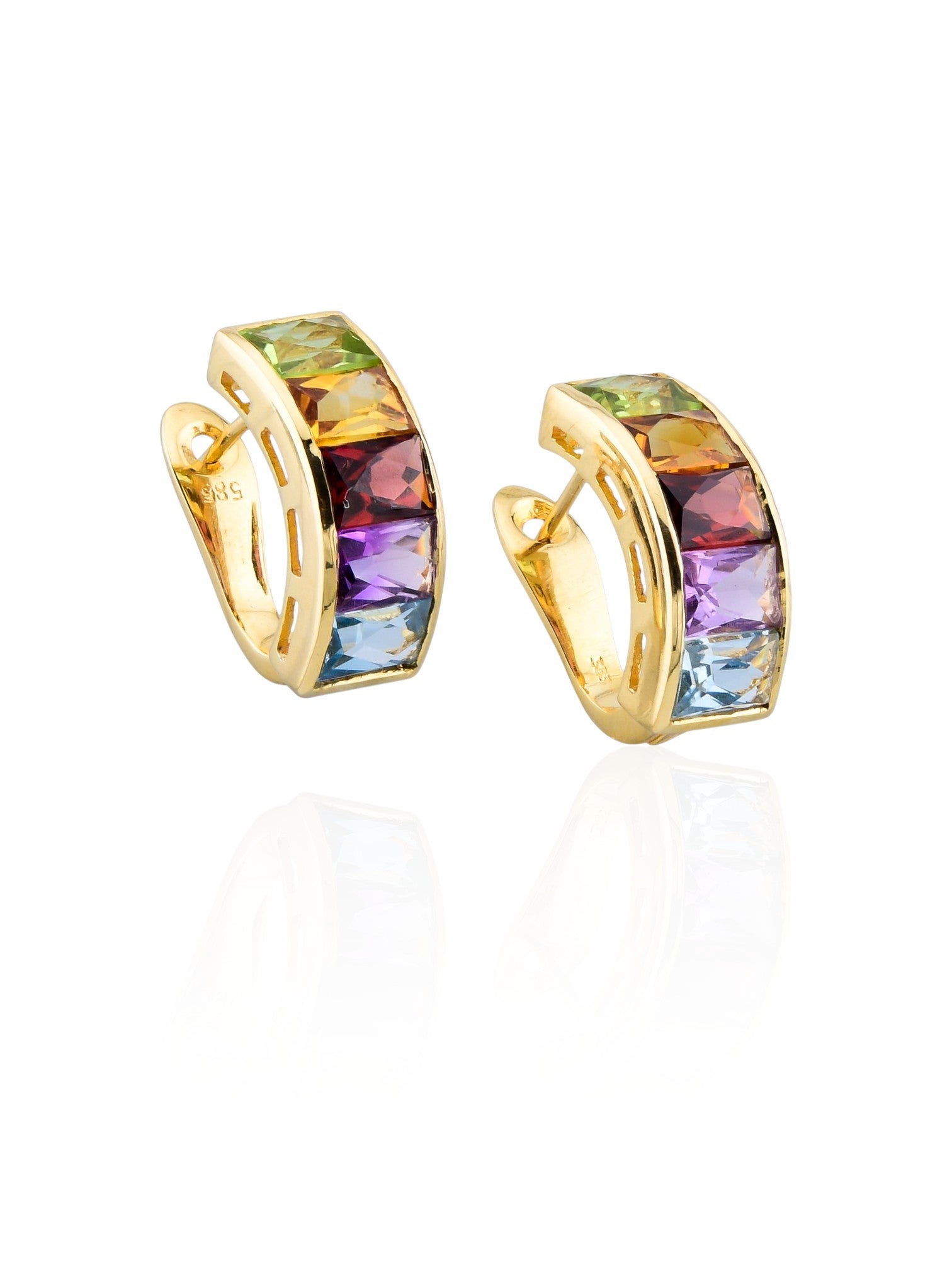 Sophia D Multi-Color Sapphire Huggies in 14K Yellow Gold