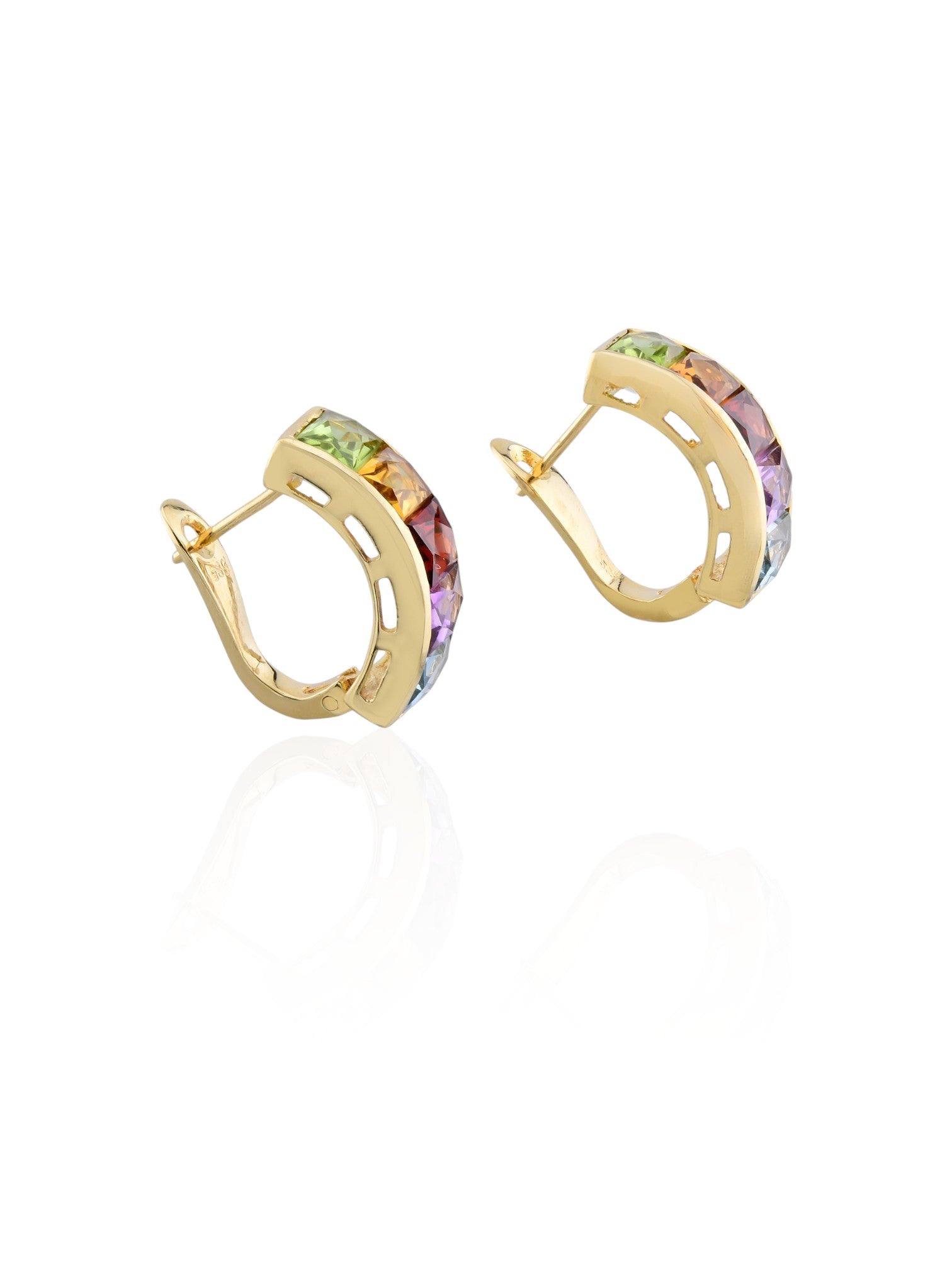 Sophia D Multi-Color Sapphire Huggies in 14K Yellow Gold