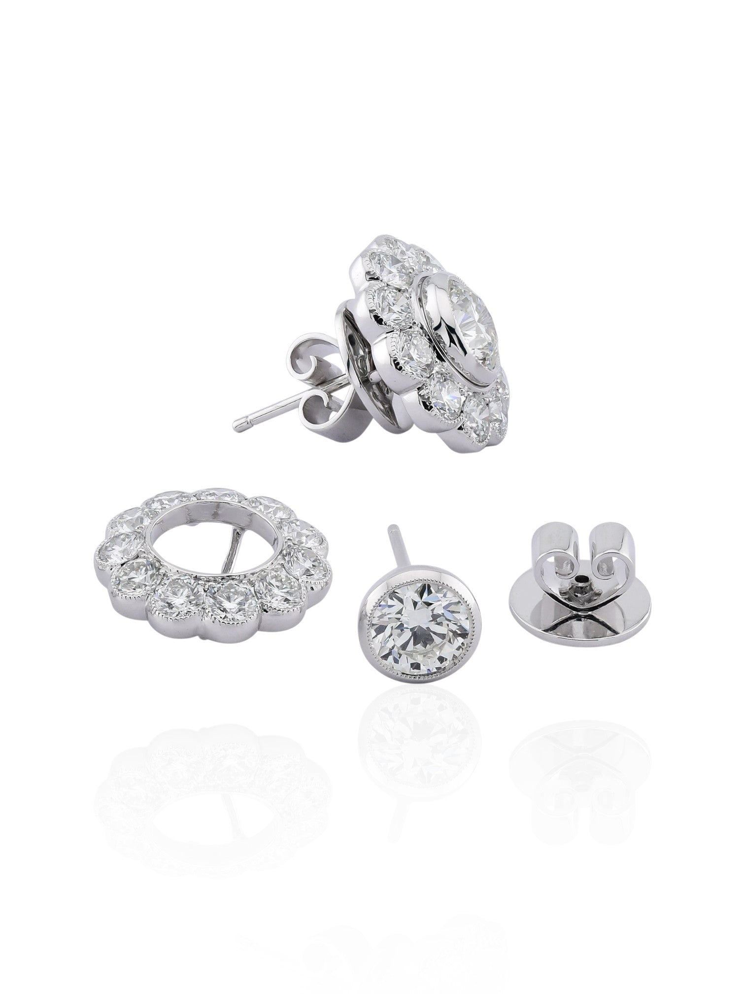Sophia D Art Deco Diamond Cluster Earrings in Platinum