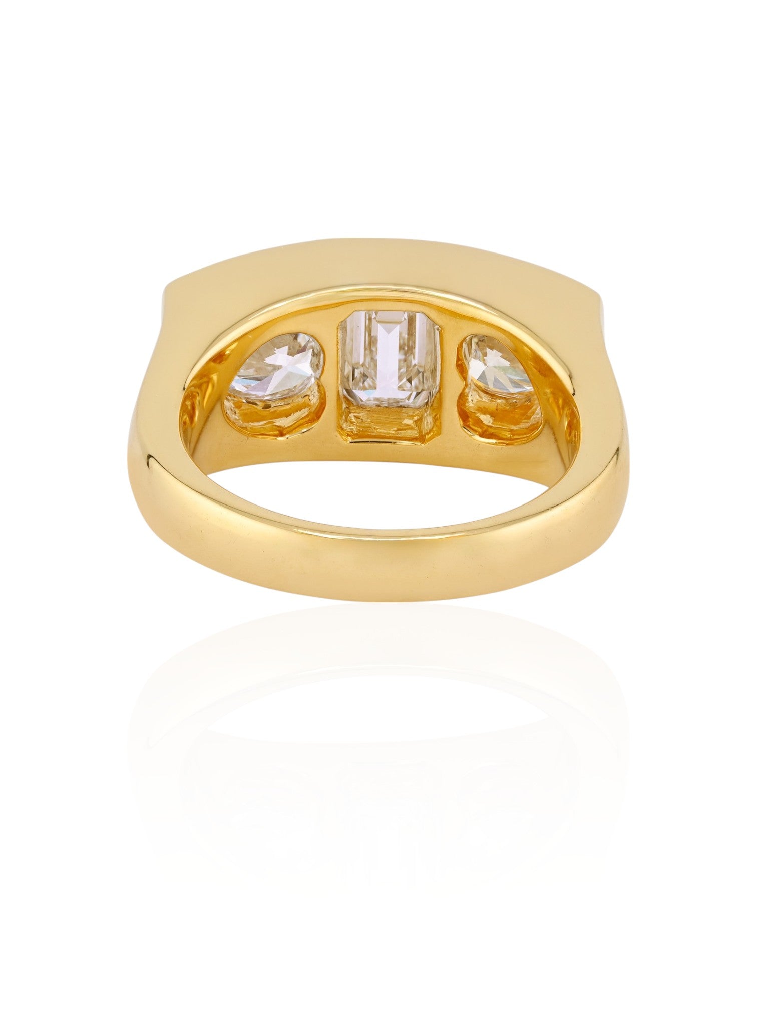 Sophia D Emerald Cut and Heart Shape Diamond Ring in 18K Yellow Gold