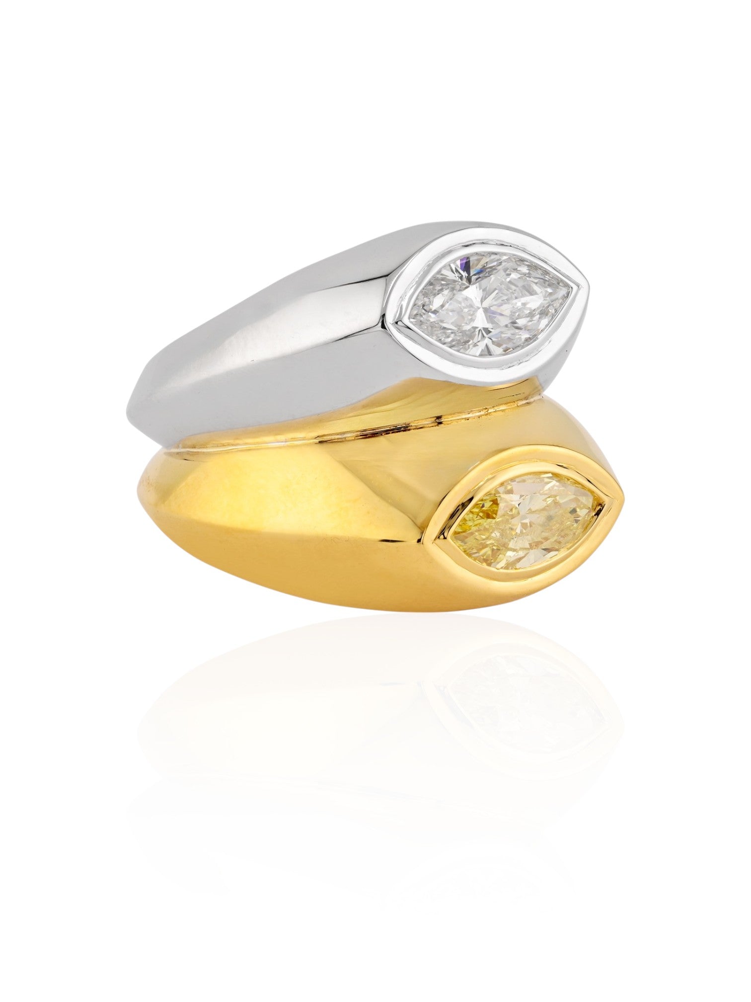 Sophia D Marquise Diamond Duo Ring in 18K Yellow and White Gold