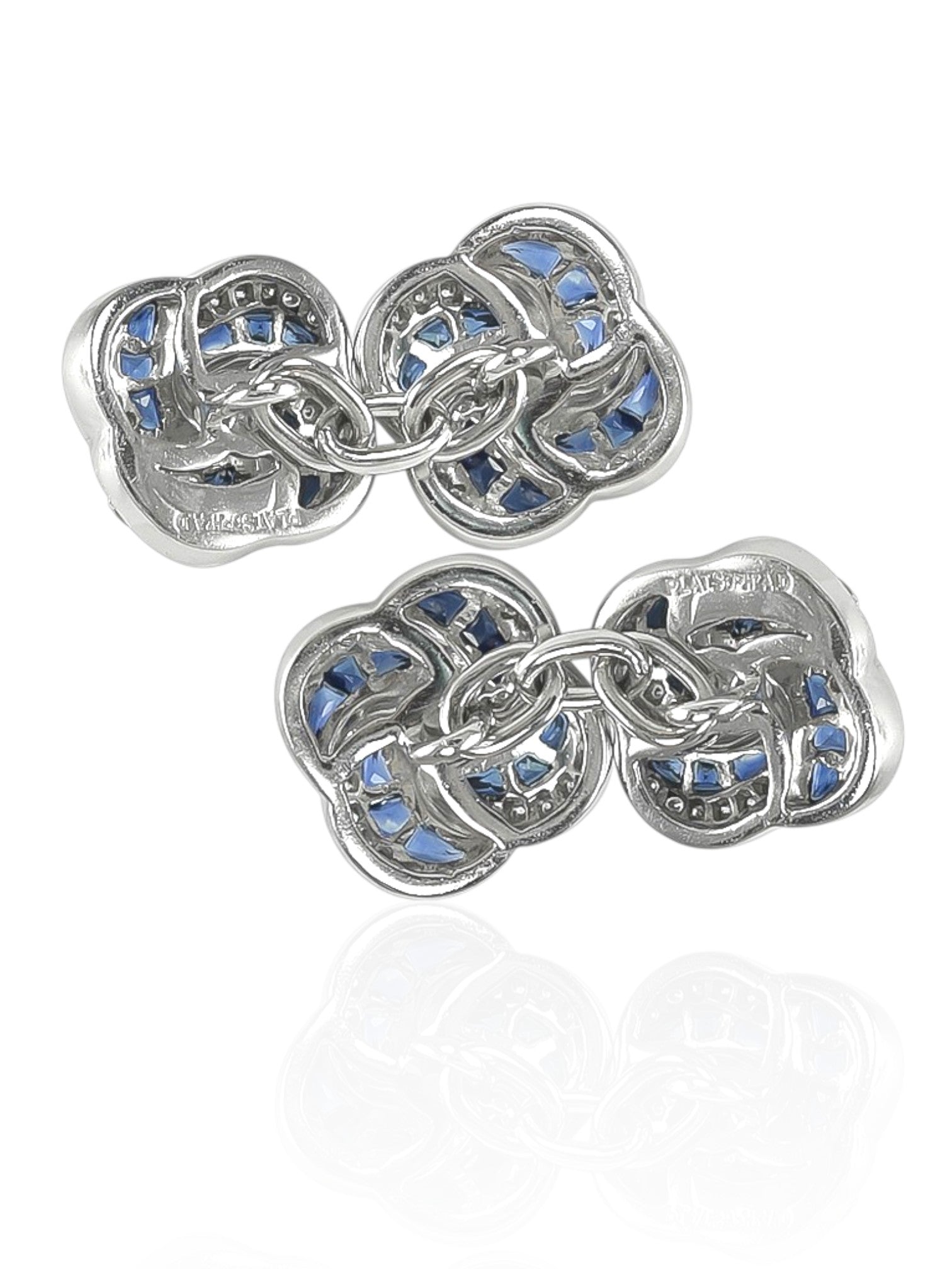 Sophia D Geometric Sapphire and Diamond Cufflinks in Platinum