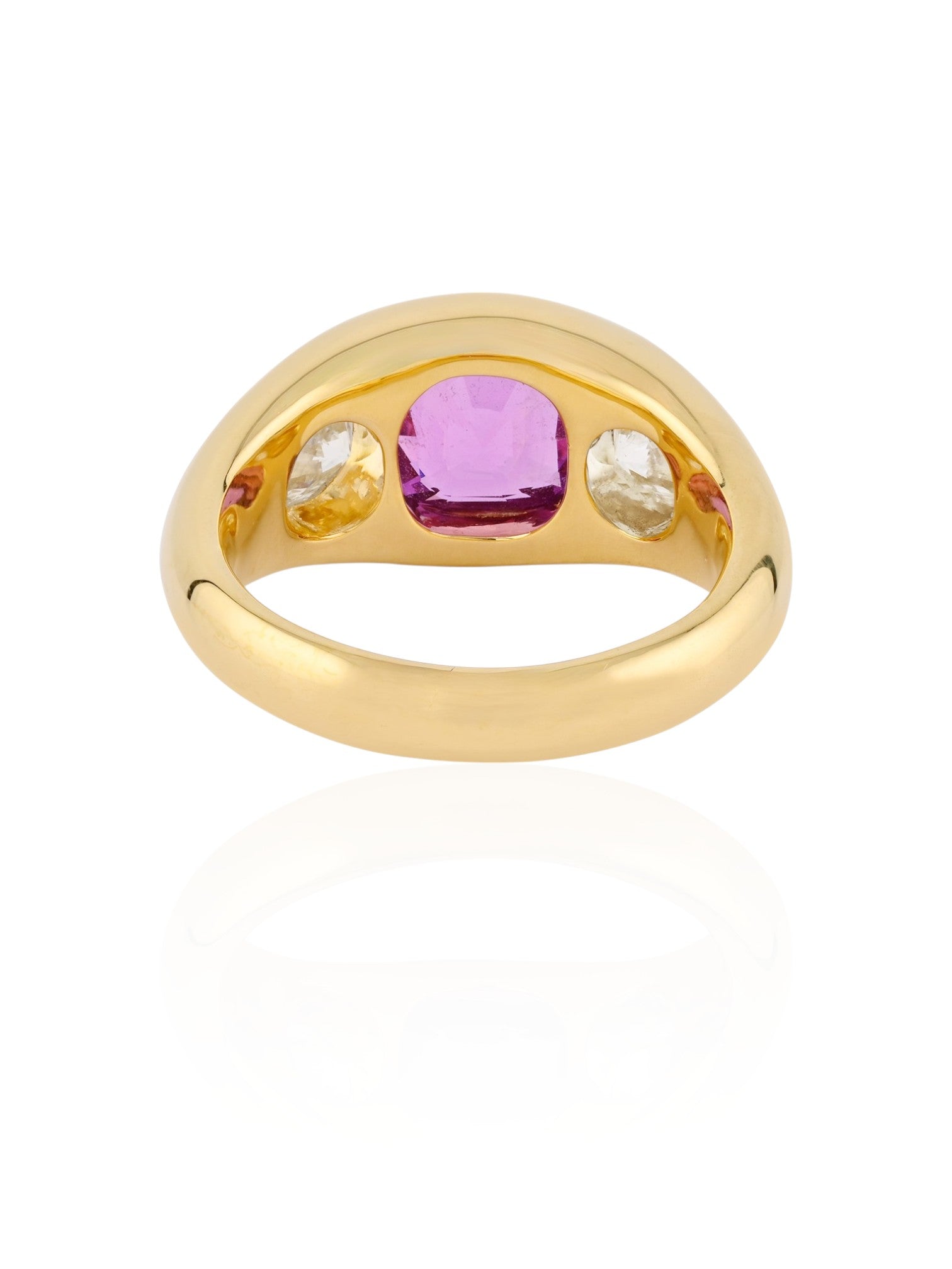 Sophia D Cushion-Cut Pink Sapphire and Diamond Ring in 18K Yellow Gold