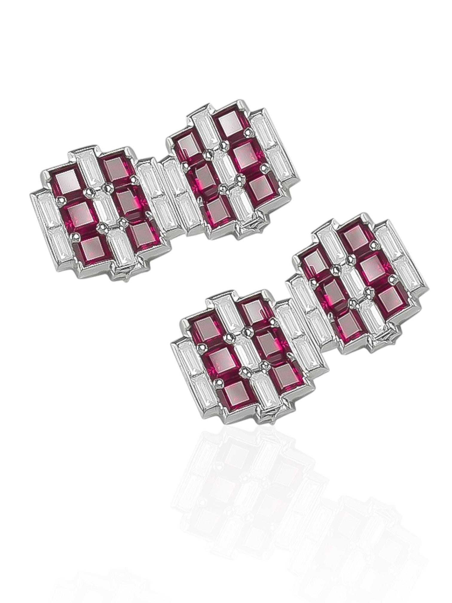 Sophia D Art Deco Ruby and Diamond Cufflinks in Platinum