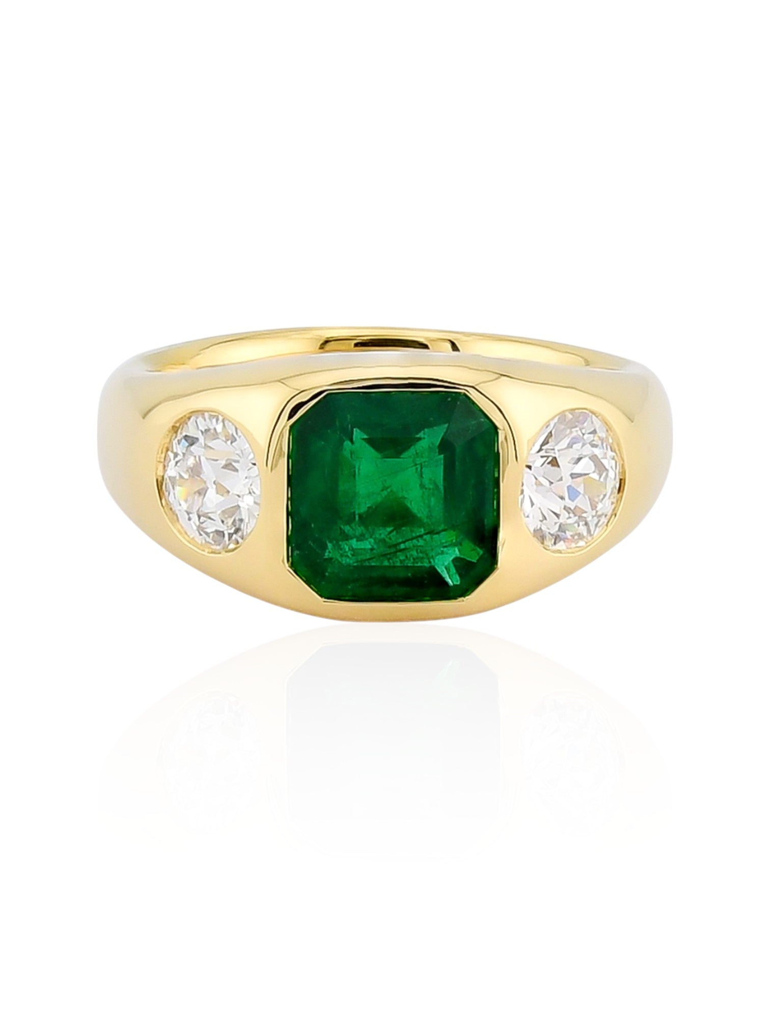 Sophia D Emerald and Diamond Gypsy Ring in 18K Yellow Gold