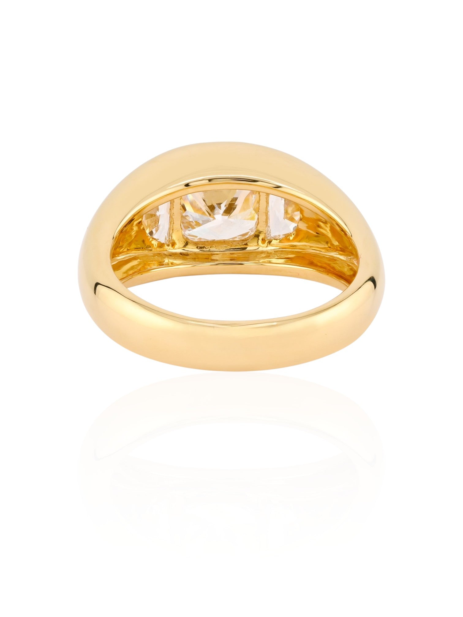 Sophia D Cushion Diamond and Half-Moon Diamond Ring in 18K Yellow Gold