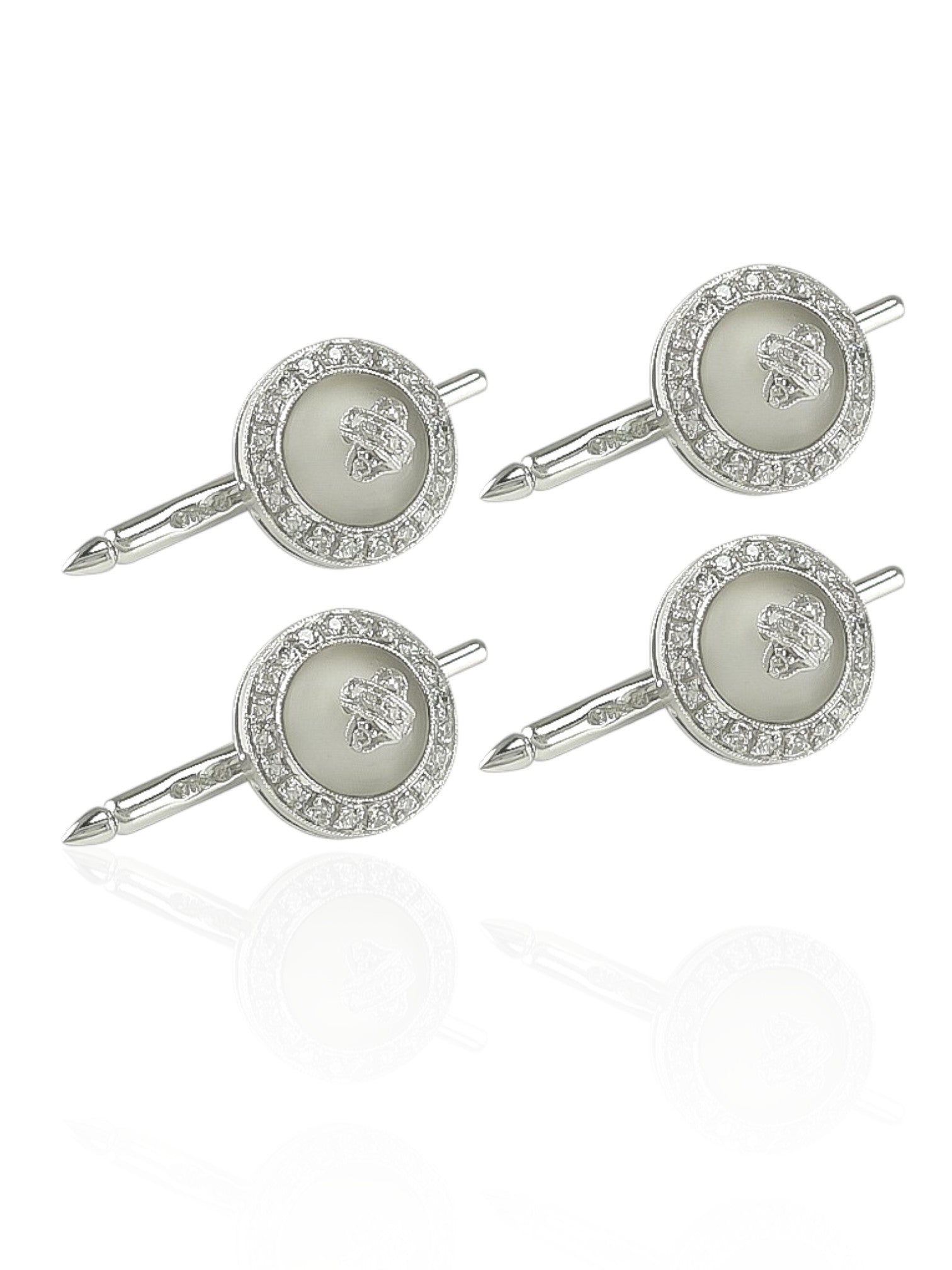 Sophia D Round Crystal and Diamond Studs in Platinum