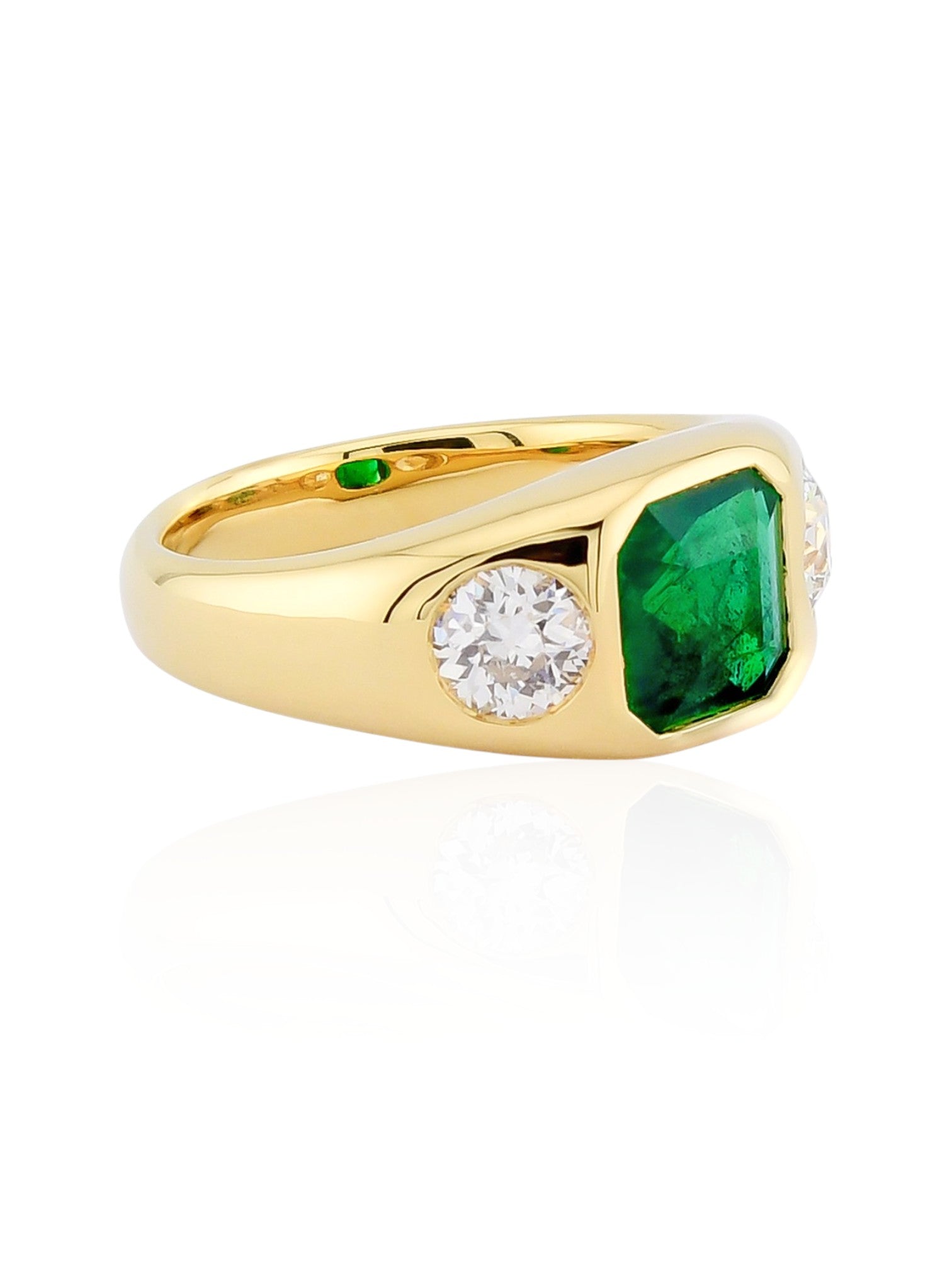Sophia D Emerald and Diamond Gypsy Ring in 18K Yellow Gold