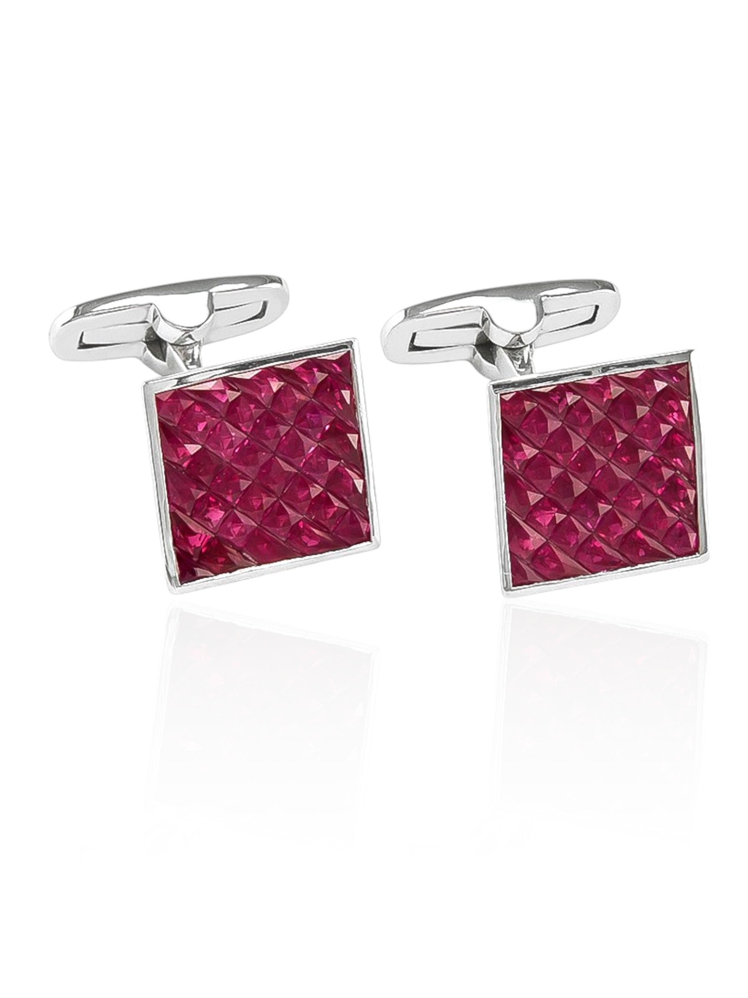 Sophia D Invisible-Set Ruby Cufflinks in Platinum