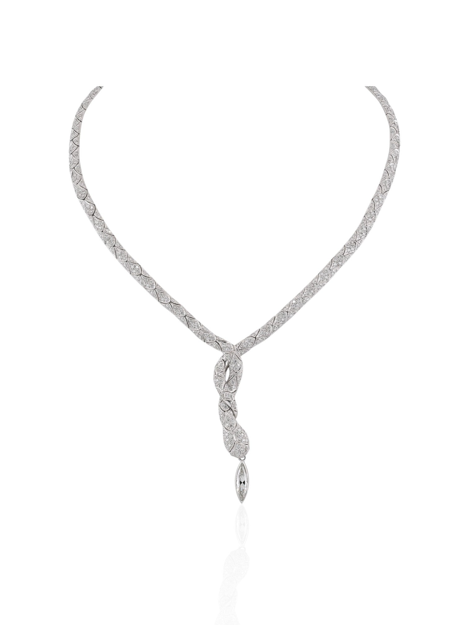 Sophia D Snake Motif Diamond Necklace in Platinum