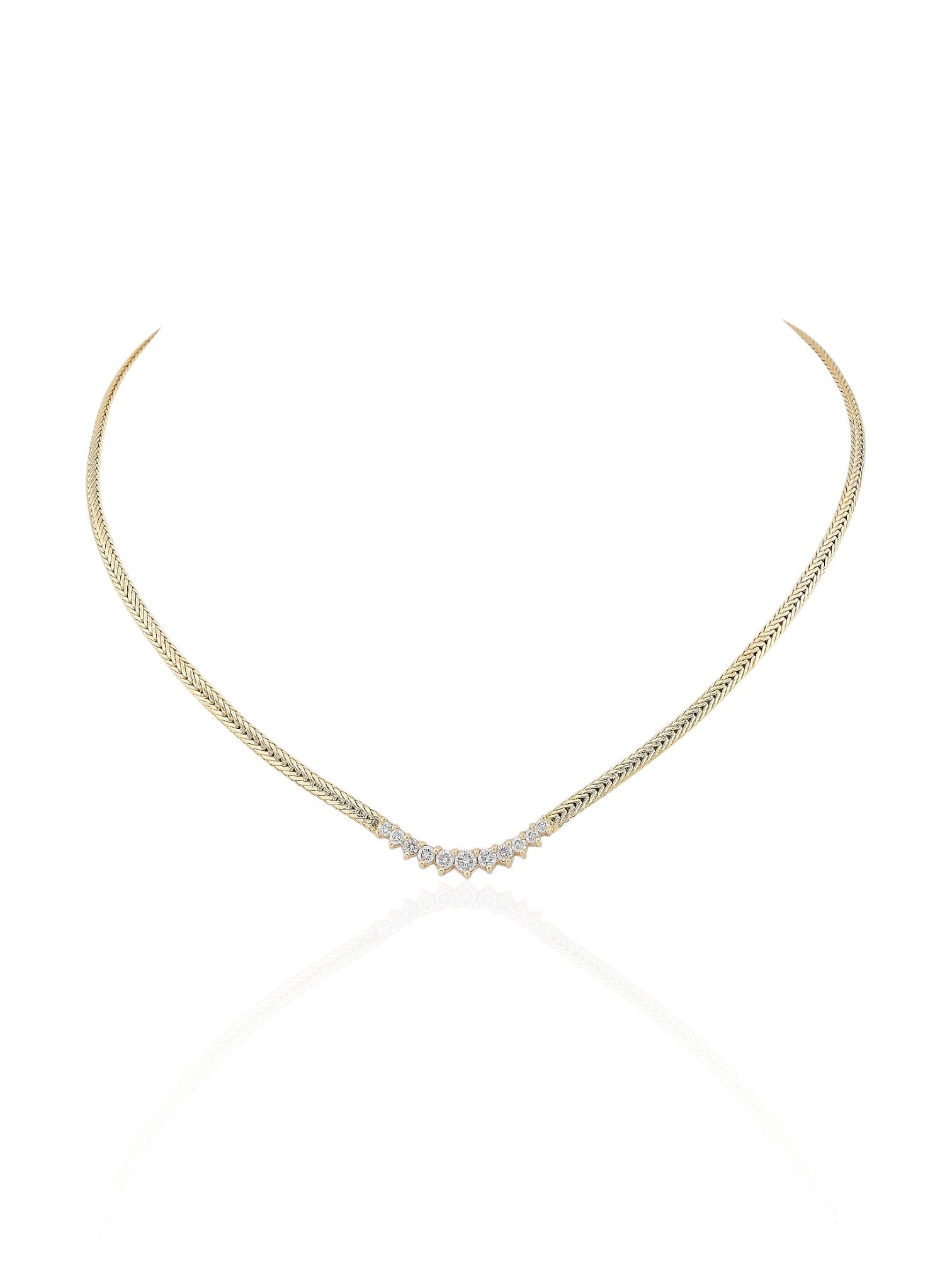 Sophia D Diamond Accent Chevron Necklace in Yellow Gold