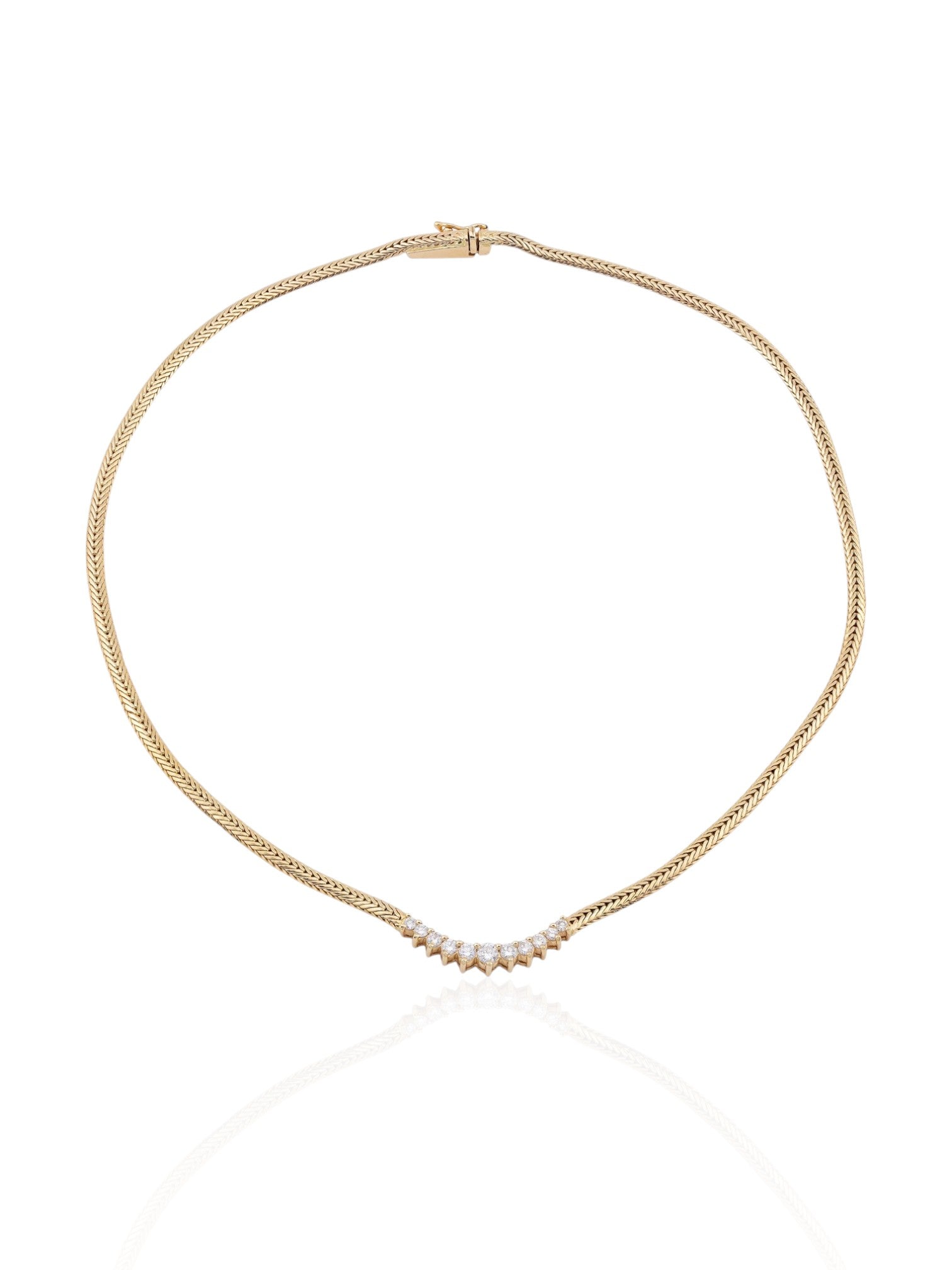 Sophia D Diamond Accent Chevron Necklace in Yellow Gold