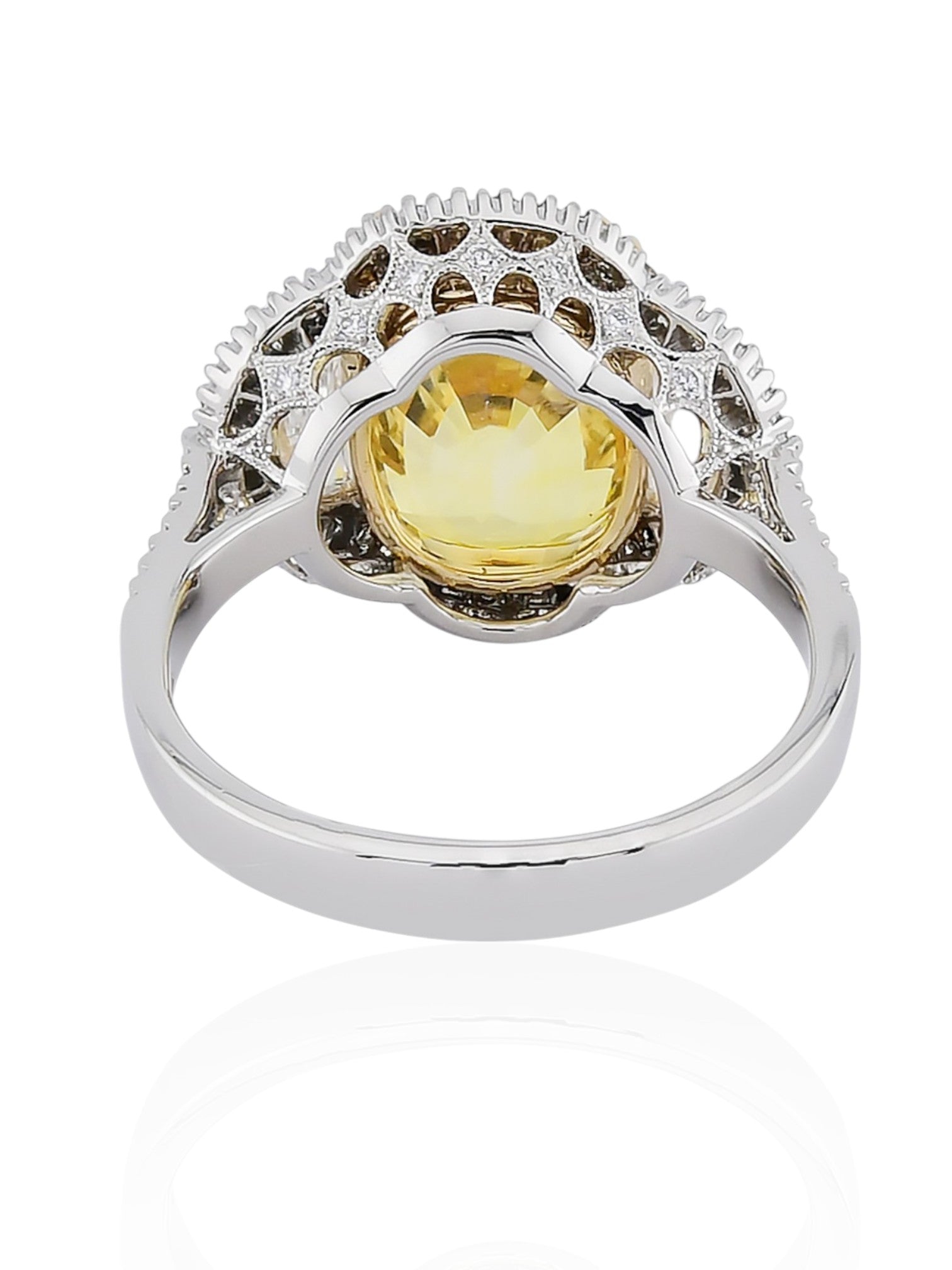Sophia D Yellow Sapphire and Half Moon Diamond Three-Stone Ring in Platinum