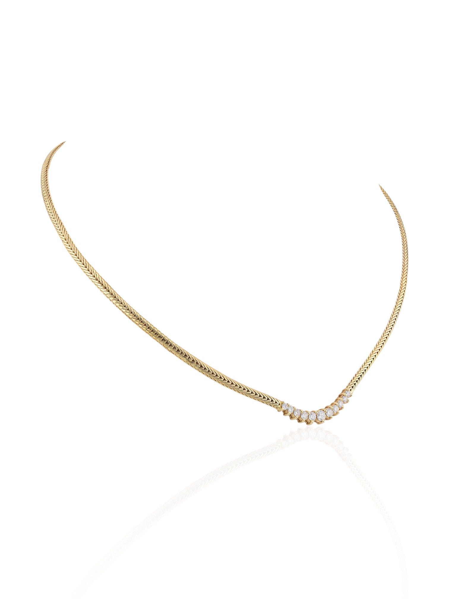 Sophia D Diamond Accent Chevron Necklace in Yellow Gold