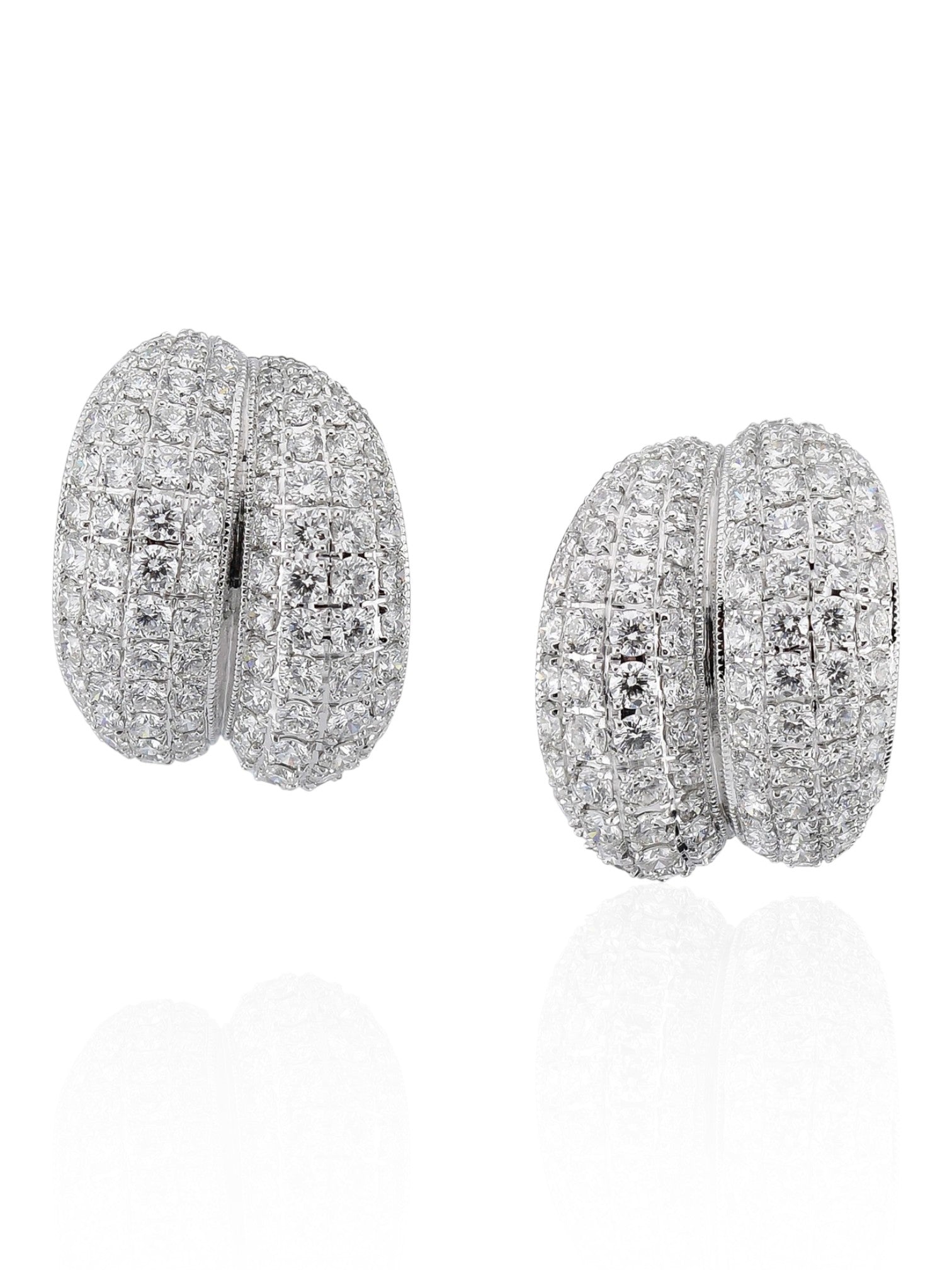 Sophia D Classic Diamond Pave Dome Earrings in Platinum