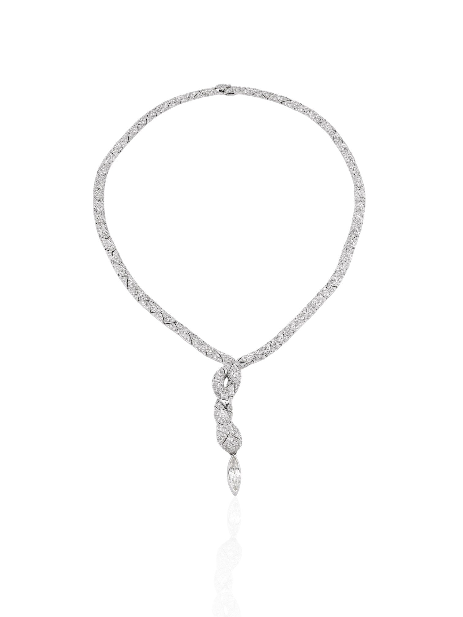 Sophia D Snake Motif Diamond Necklace in Platinum