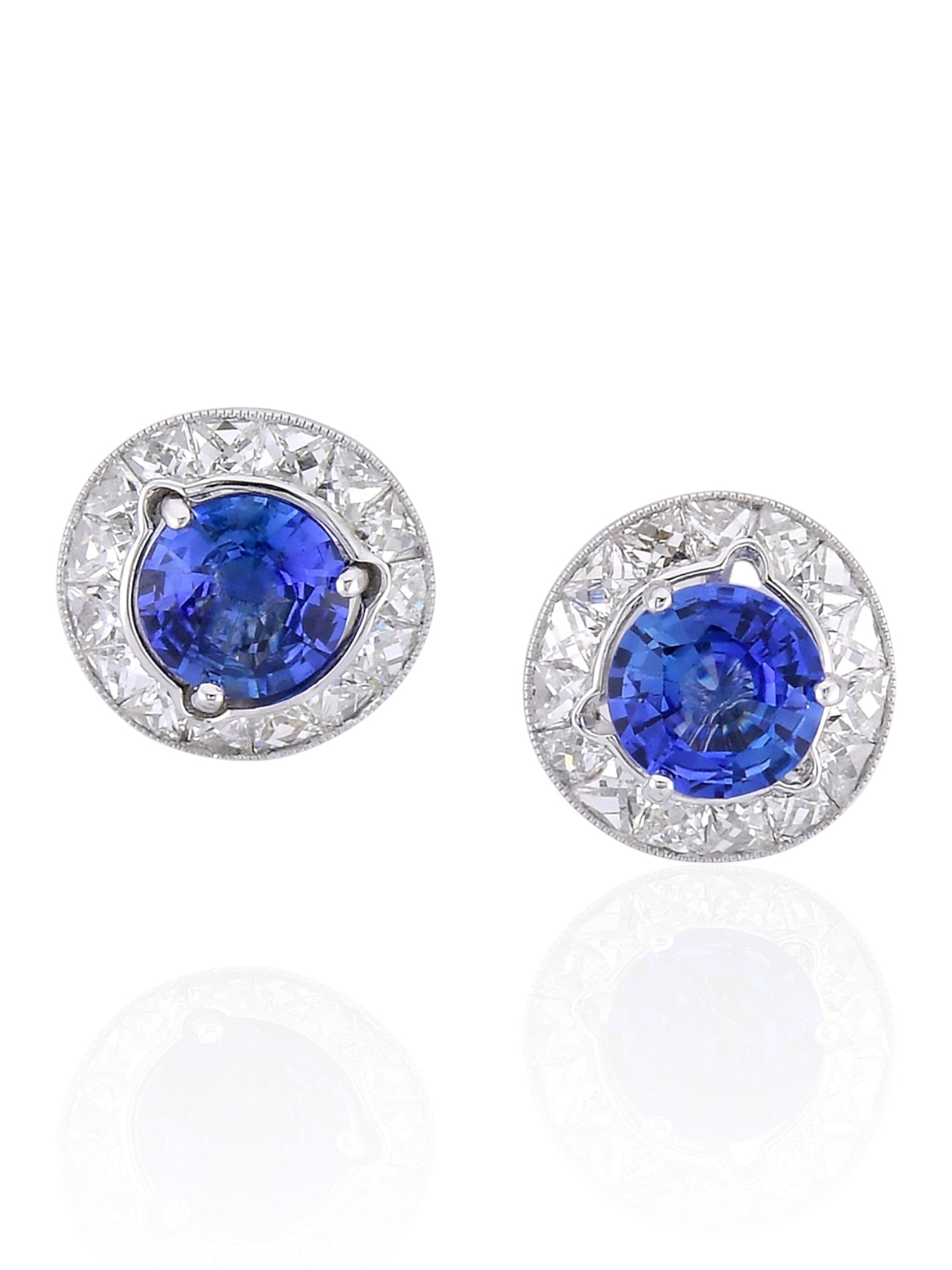 Sophia D Art Deco Sapphire and Diamond Jacket Earrings in Platinum