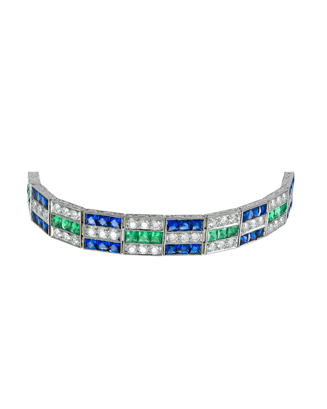 Sophia D. Double Sapphire, Emerald and Diamond Line Bracelet