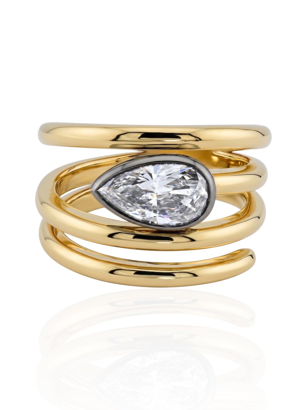 Sophia D. Pear Shape Diamond Ring in Platinum and 18K Yellow Gold