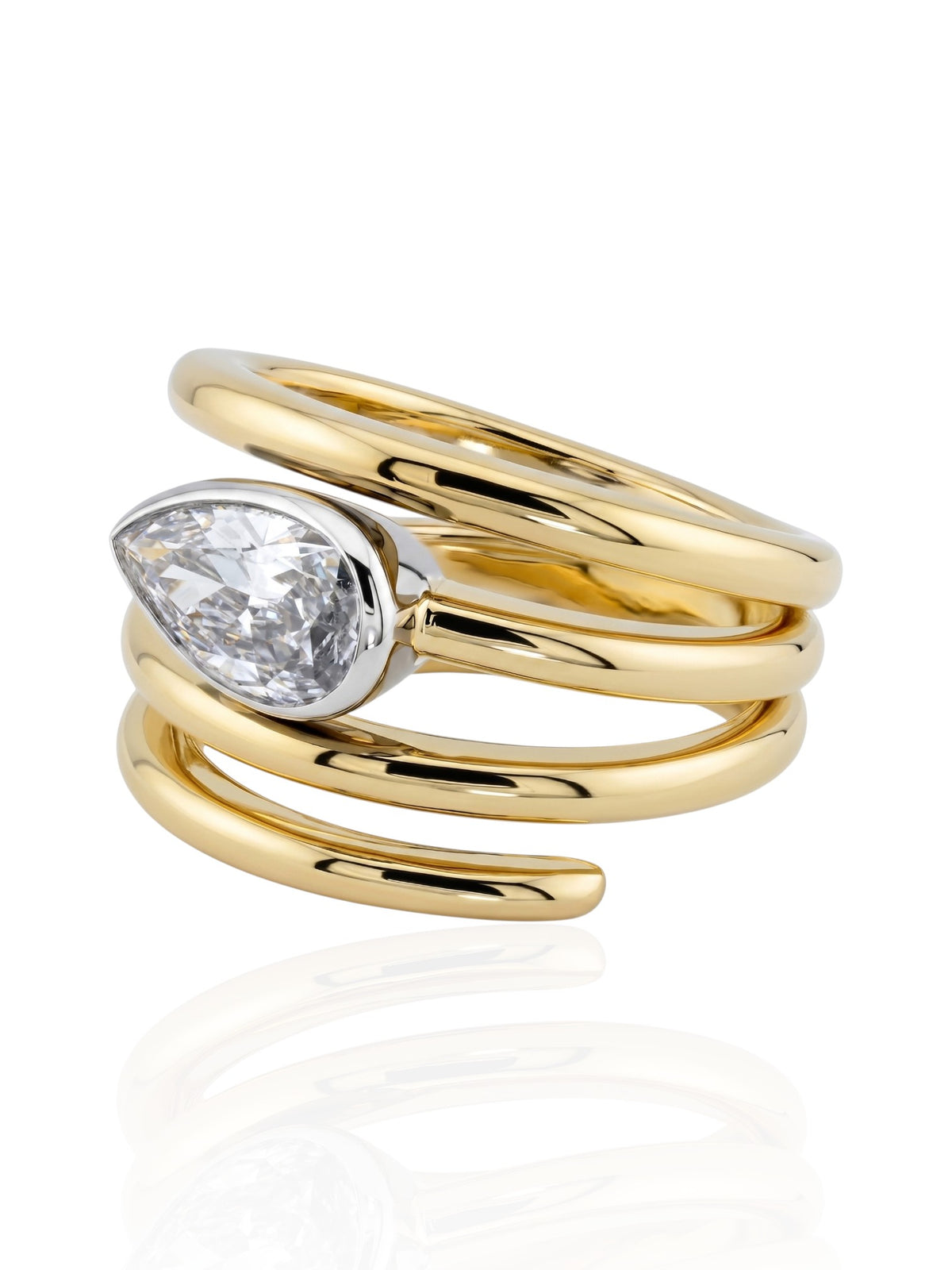 Sophia D. Pear Shape Diamond Ring in Platinum and 18K Yellow Gold