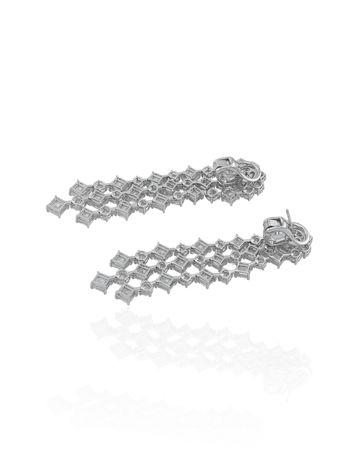 Sophia D. Square and Round Diamond Drop Earrings in Platinum
